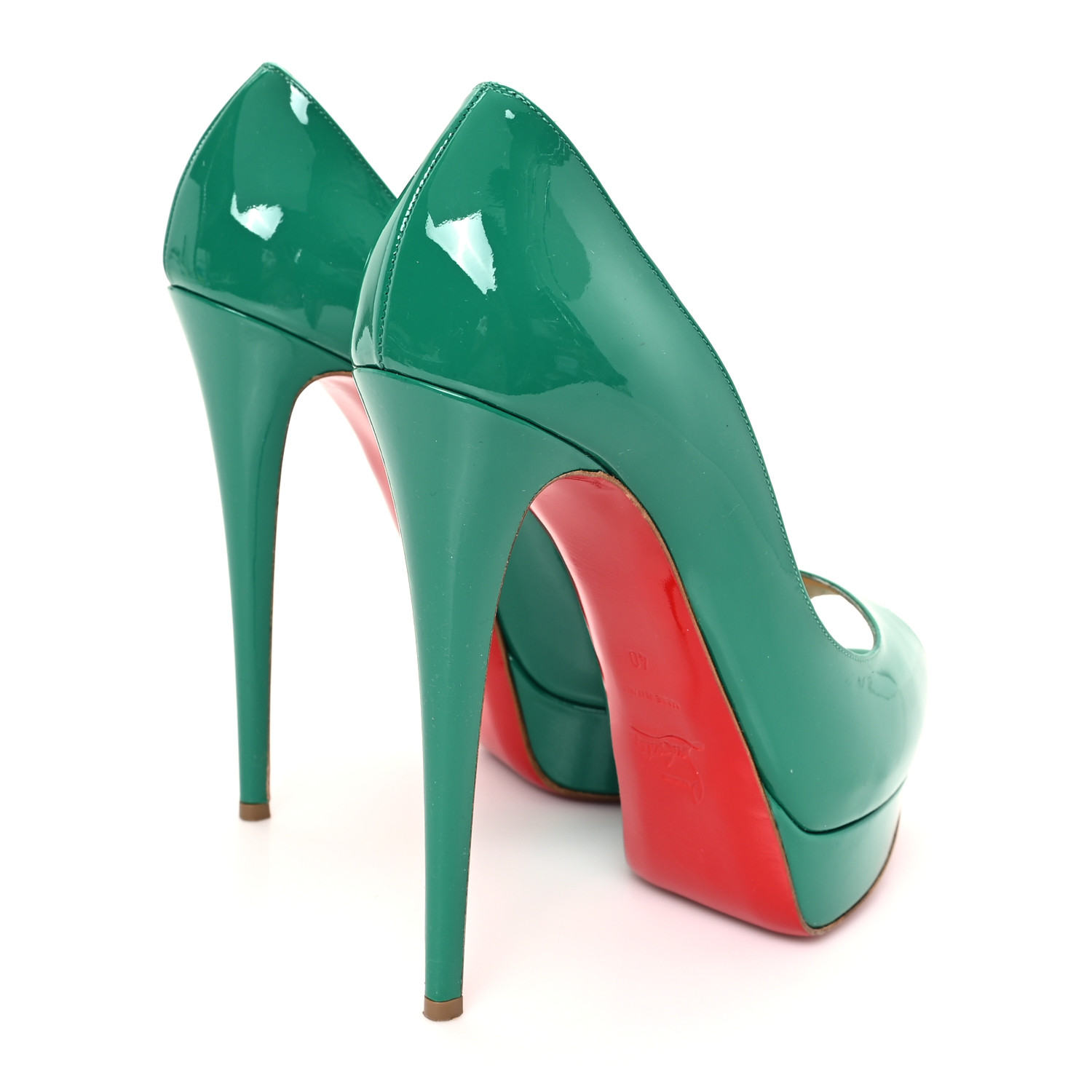 Christian Louboutin ハイヒール MINT CHRISTIAN LOUBOUTIN Patent Lady Peep 150 Platform Pumps 40