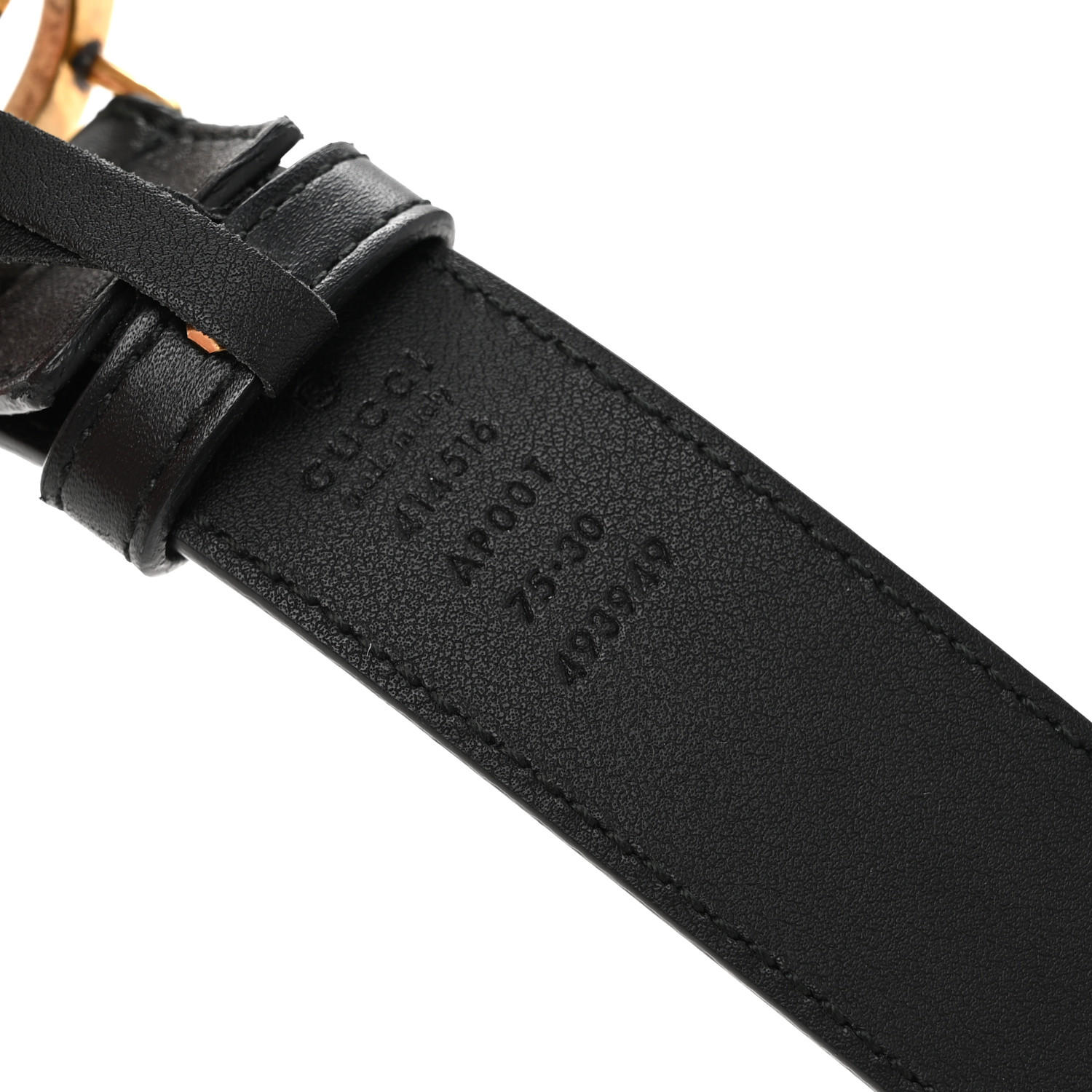 GUCCI Calfskin Double G 30mm Belt 75 30 Black 1699672