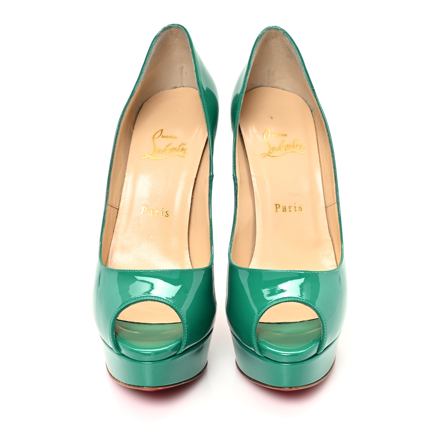 Christian Louboutin ハイヒール MINT CHRISTIAN LOUBOUTIN Patent Lady Peep 150 Platform Pumps 40