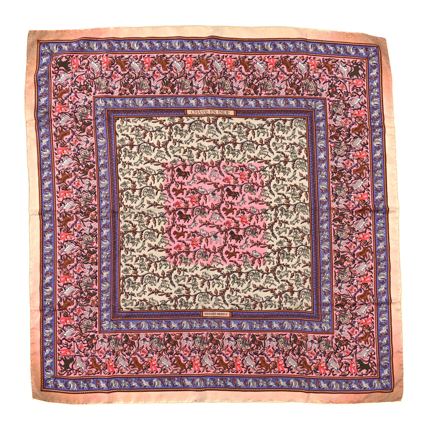 HERMES エルメス カレ90 「CHASSE EN INDE 」 HERMES Silk Chasse en Inde Scarf 90 1517105 | FASHIONPHILE