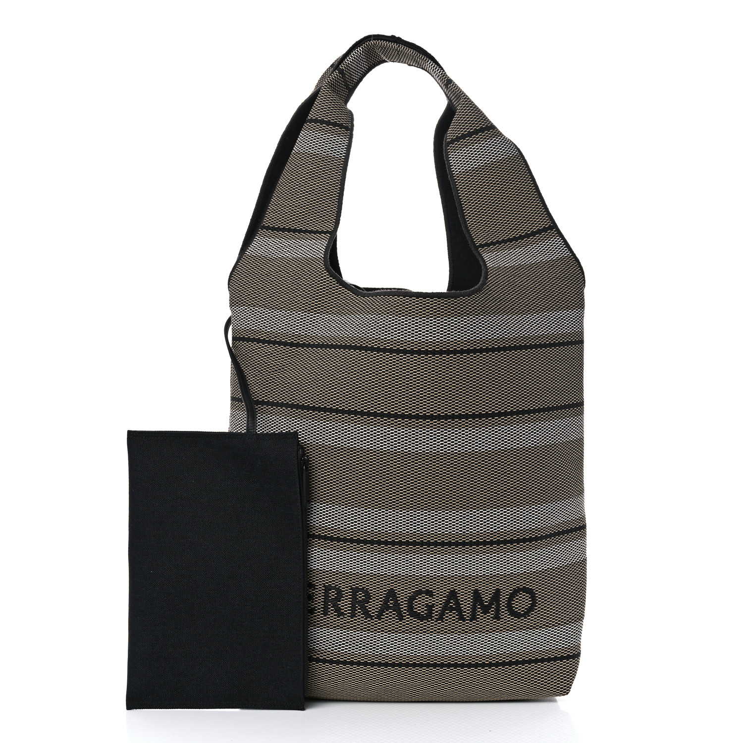【関税&送料込】Salvatore Ferragamo Raffia And Leather Big S Ferragamo | The-Studio-black-leather-and-rafia-tote-bag