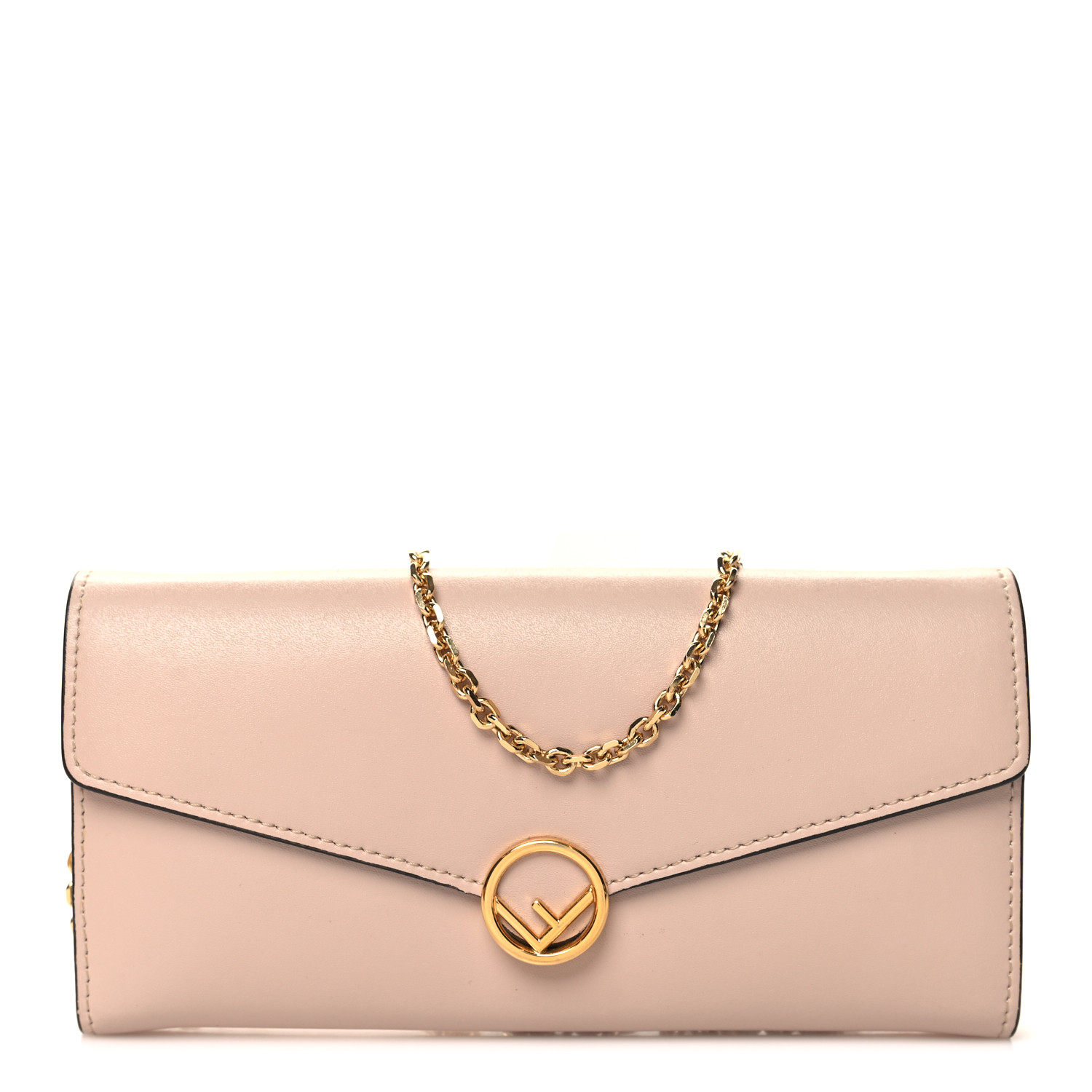 FENDI CONTINENTAL WALLET ライトピンク Fendi Pink Dalia/Tortora Leather Continental Wallet On Chain