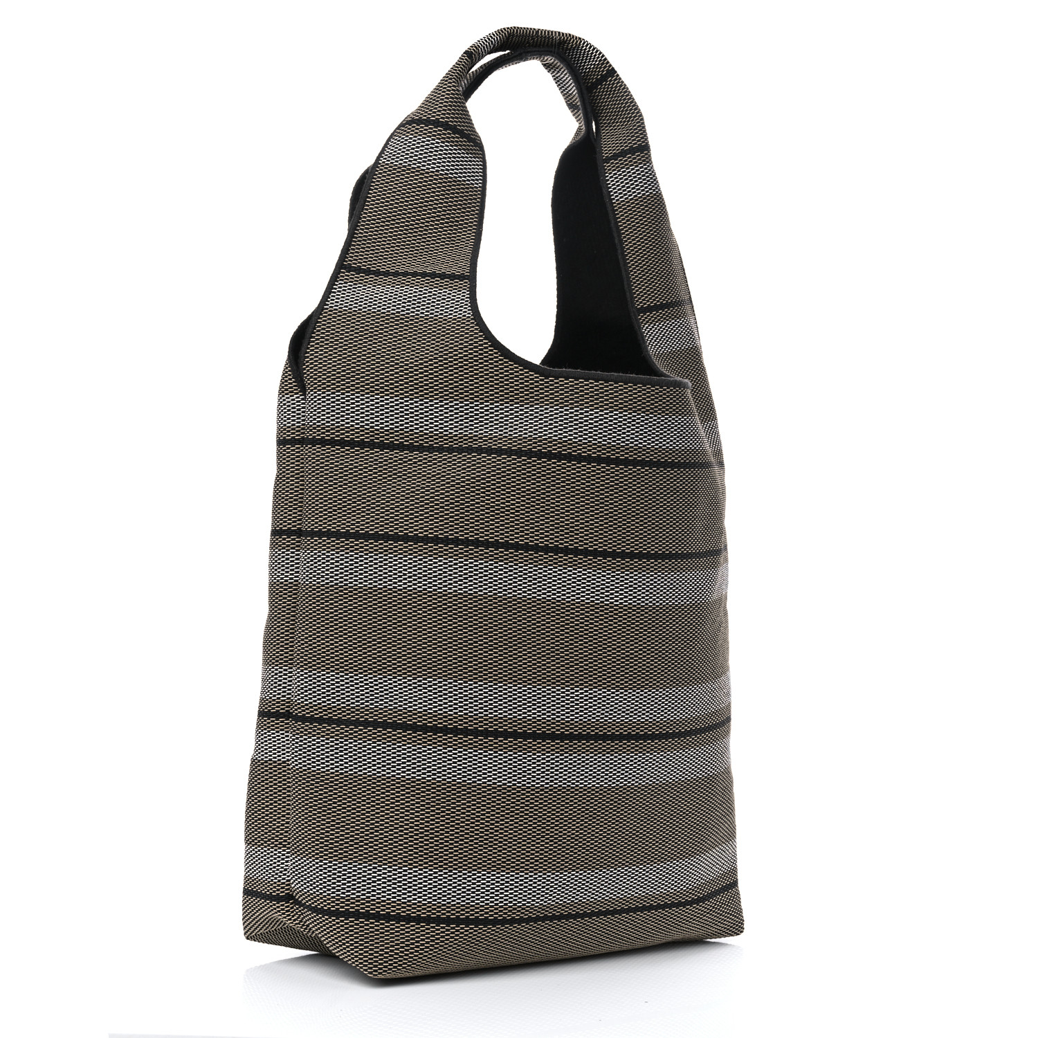 SALVATORE FERRAGAMO Raffia Striped Logo Tote Bag Beige Optic