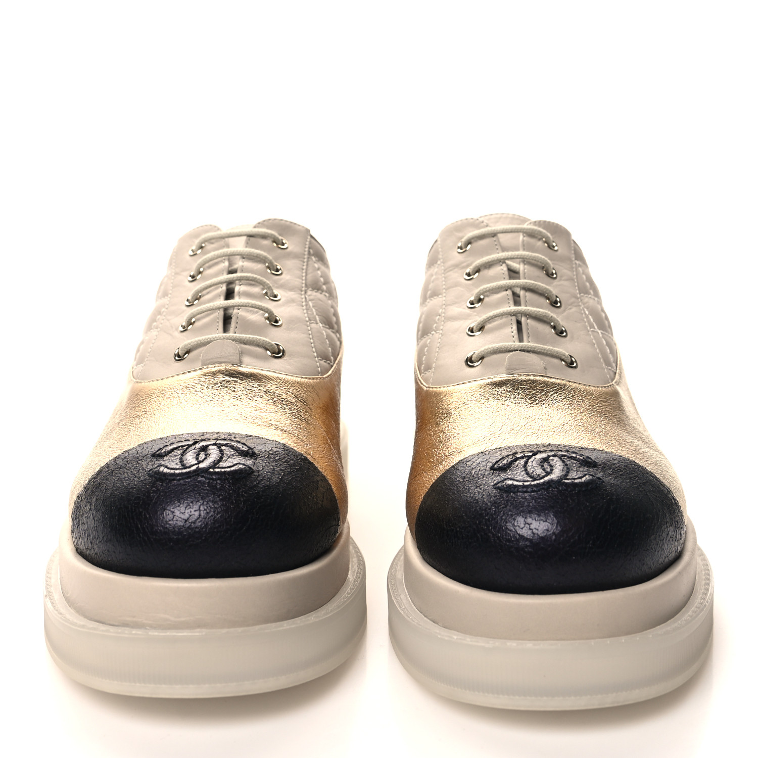 CHANEL CC Logo Black Matelasse Beige Strap Thong Sandals