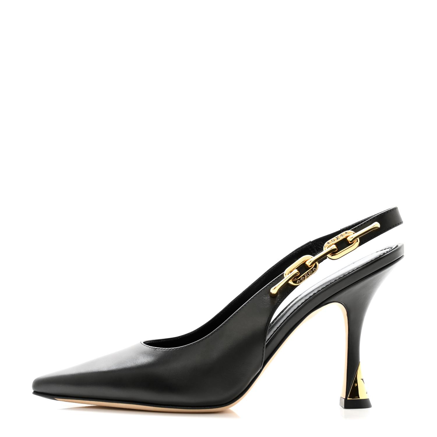LOUIS VUITTON Calfskin Sparkle Slingback Pumps 39 Black