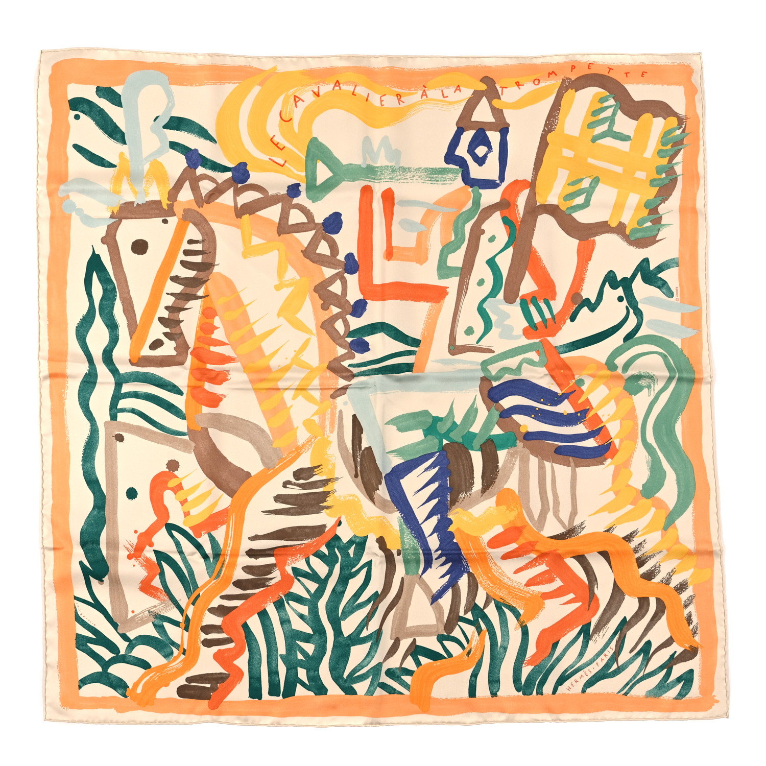【まるでアート♪】HERMES Le Cavalier a la Trompetteスカーフ Le Cavalier a la Trompette scarf 90 | Hermès Mainland China