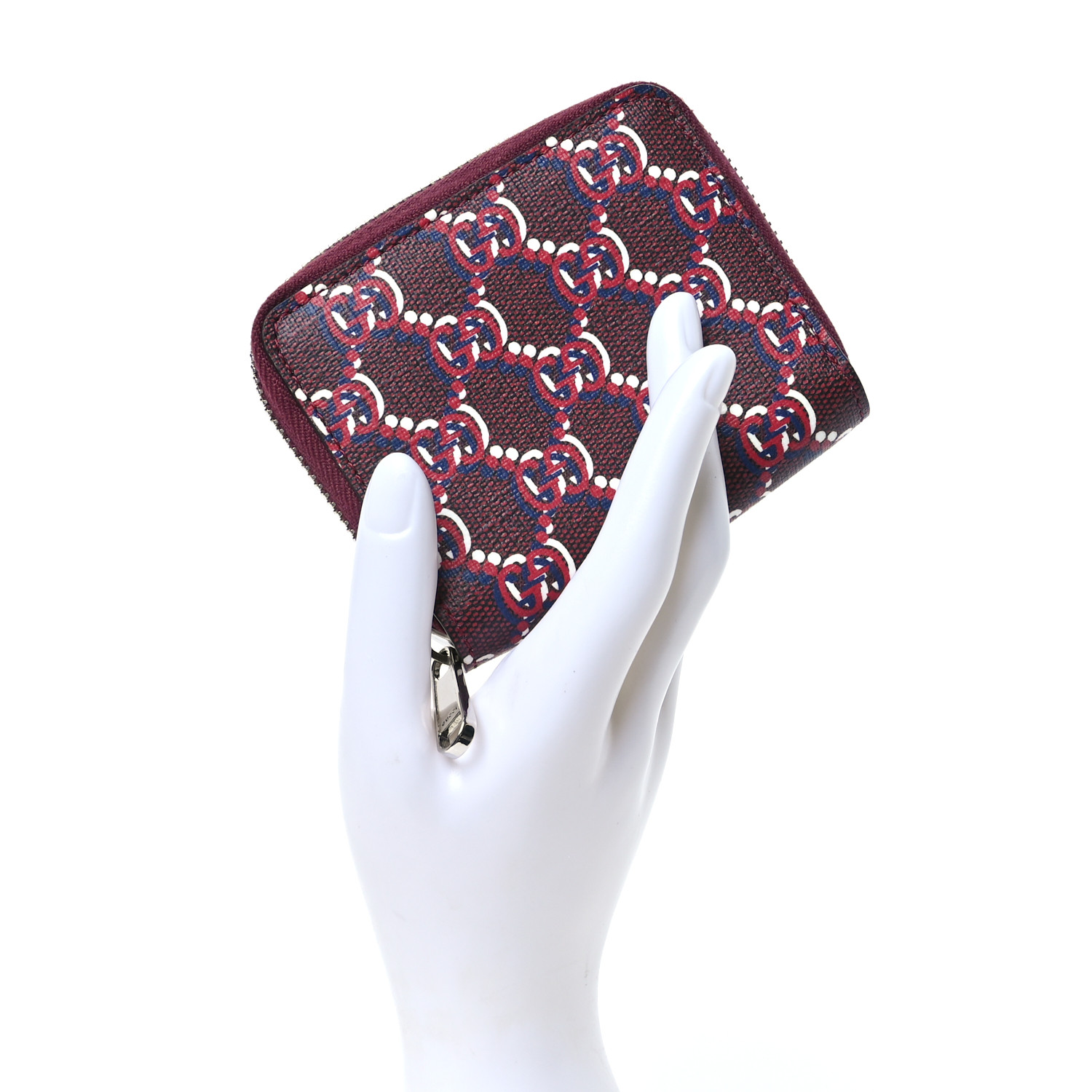 折りたたみ財布 GUCCI WALLETS ROSSO ANCORA Zip coin wallet with logo in rosso ancora red leather