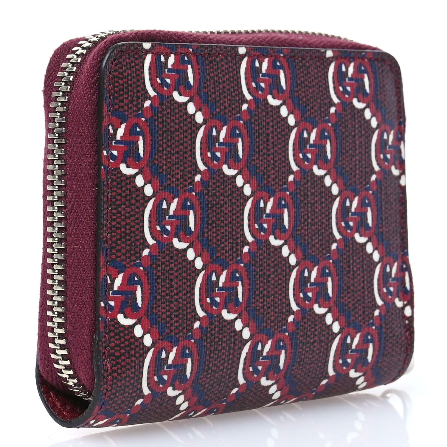 GUCCI GG Supreme Shadow Zip Around Wallet Rosso Ancora Red