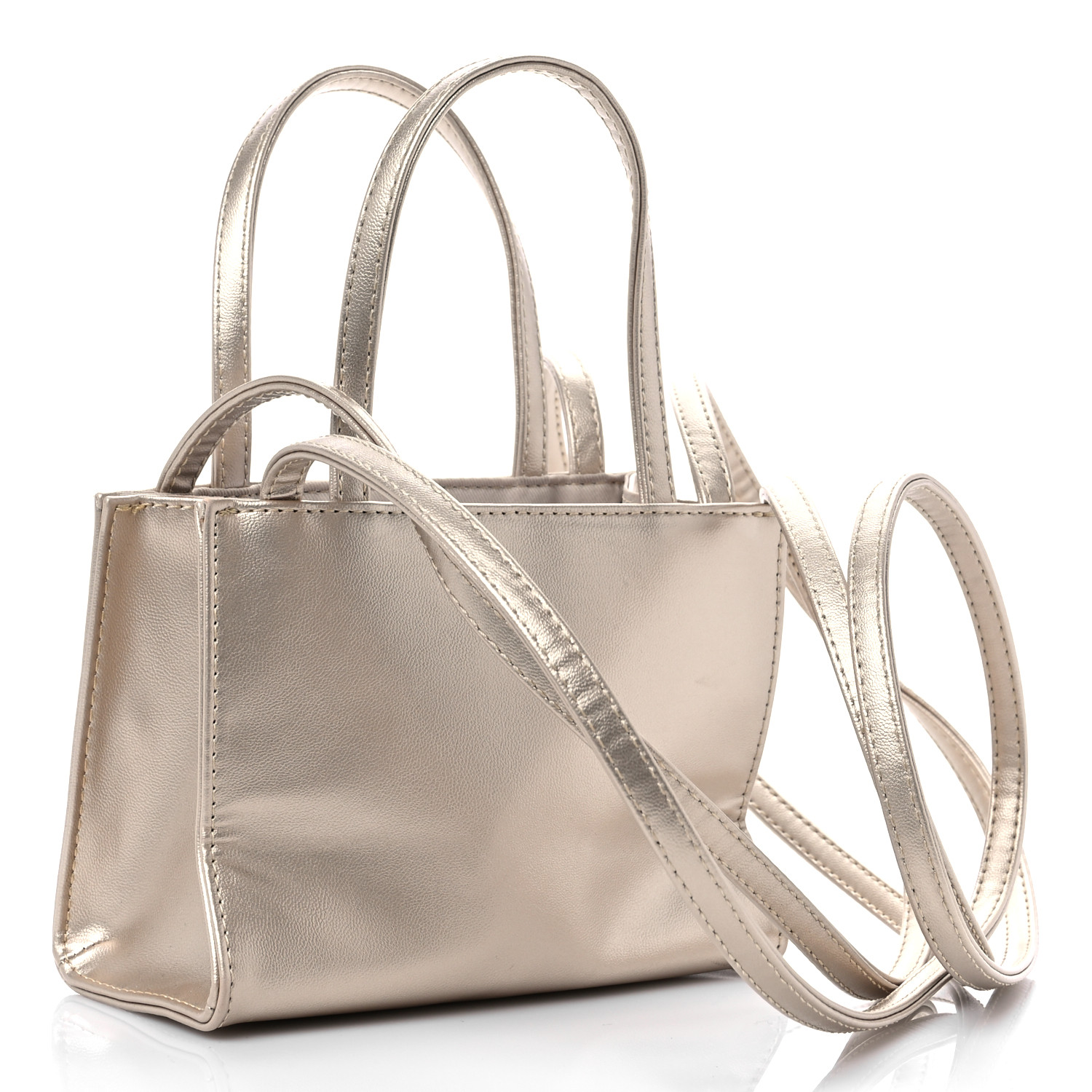 TELFAR Metallic Vegan Leather Small Shopping Bag Gold