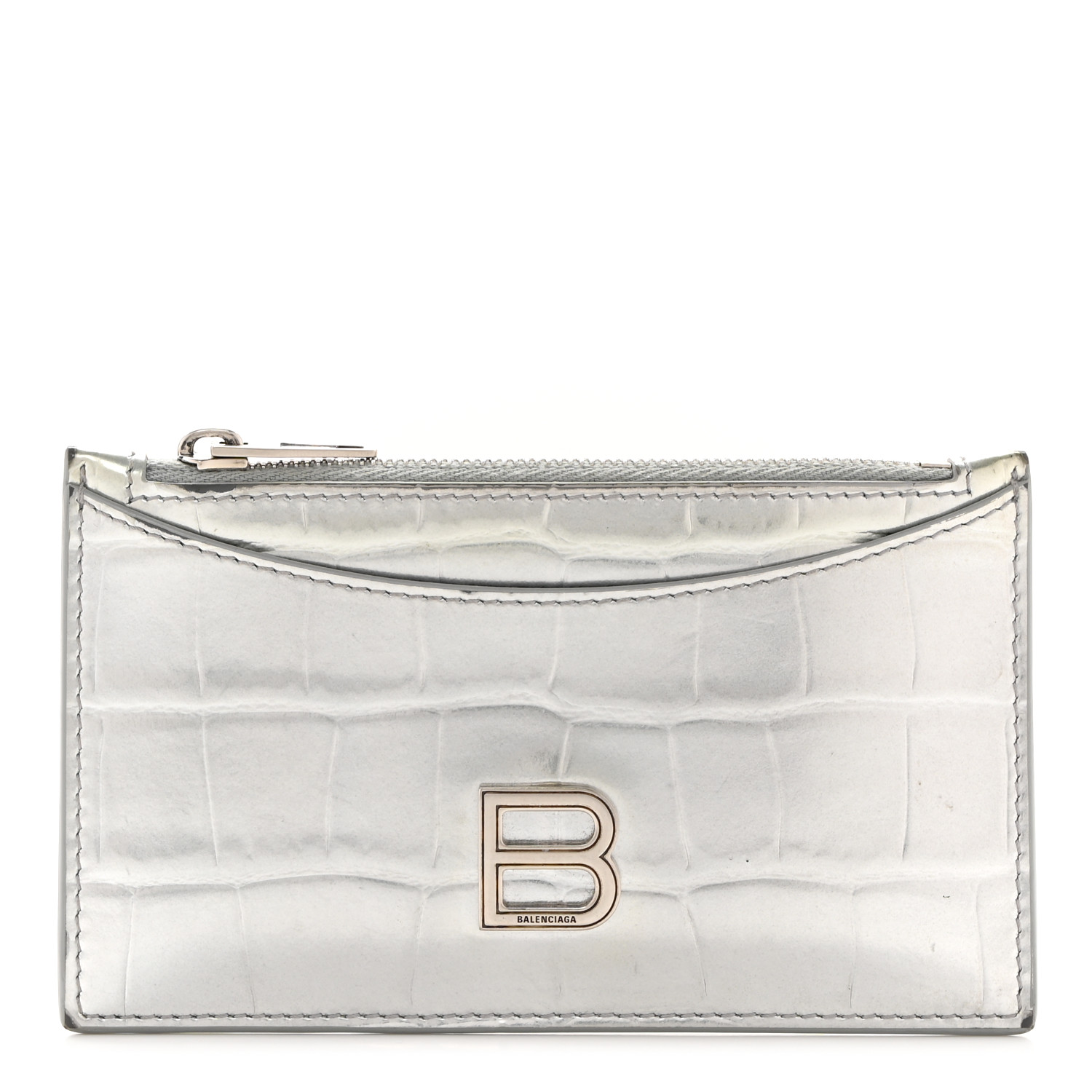 BALENCIAGA Metallic Calfskin Crocodile Embossed Hourglass
