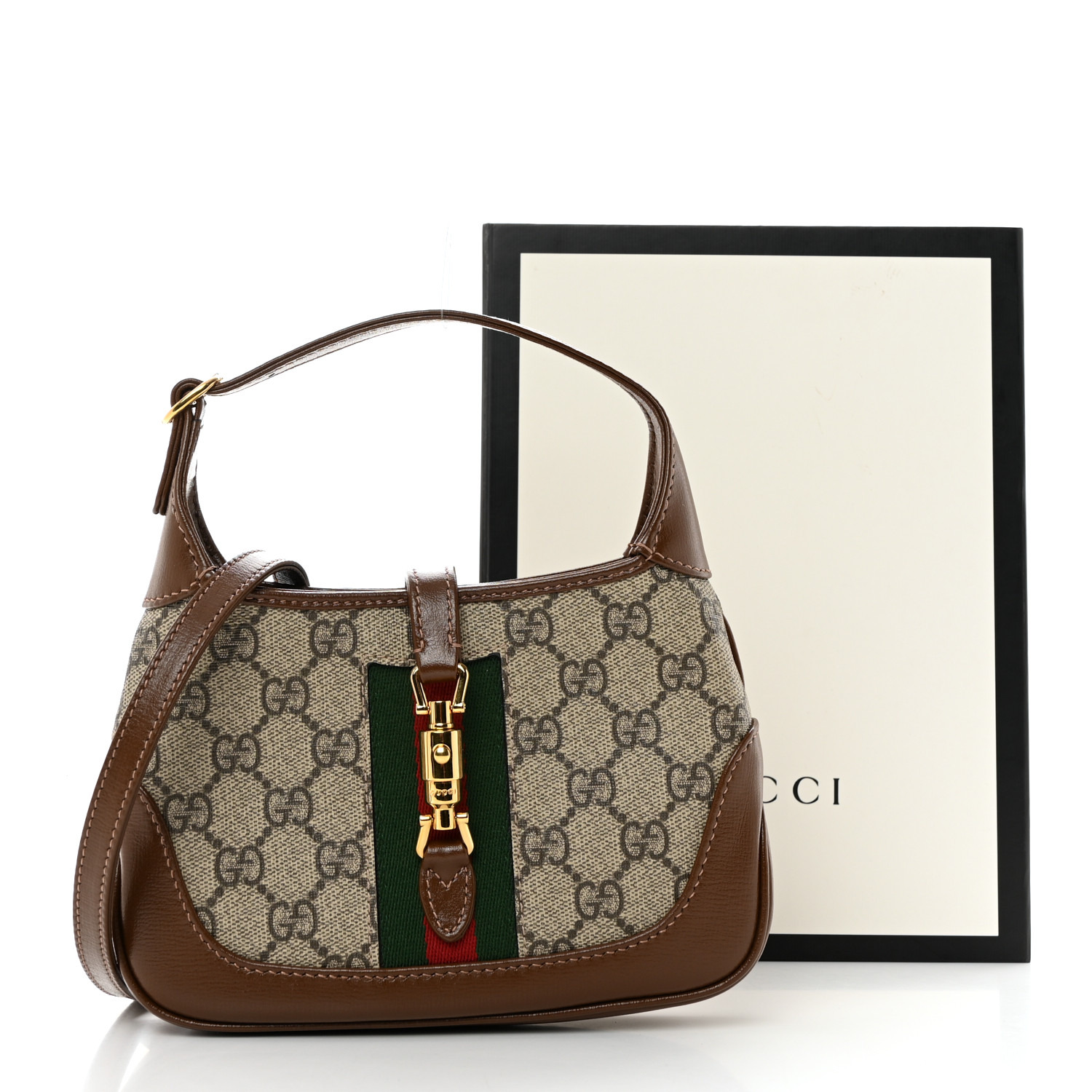 大人 可愛い 服  GG GUCCI Supreme Jackie Mini Web Calfskin Azalea Monogram バッグ