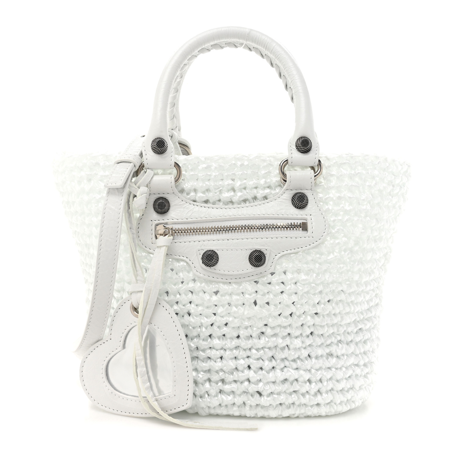 ハンドバッグ Balenciaga White Raffia Small Le Cagole Handbag Balenciaga Le Cagole Panier S | italist