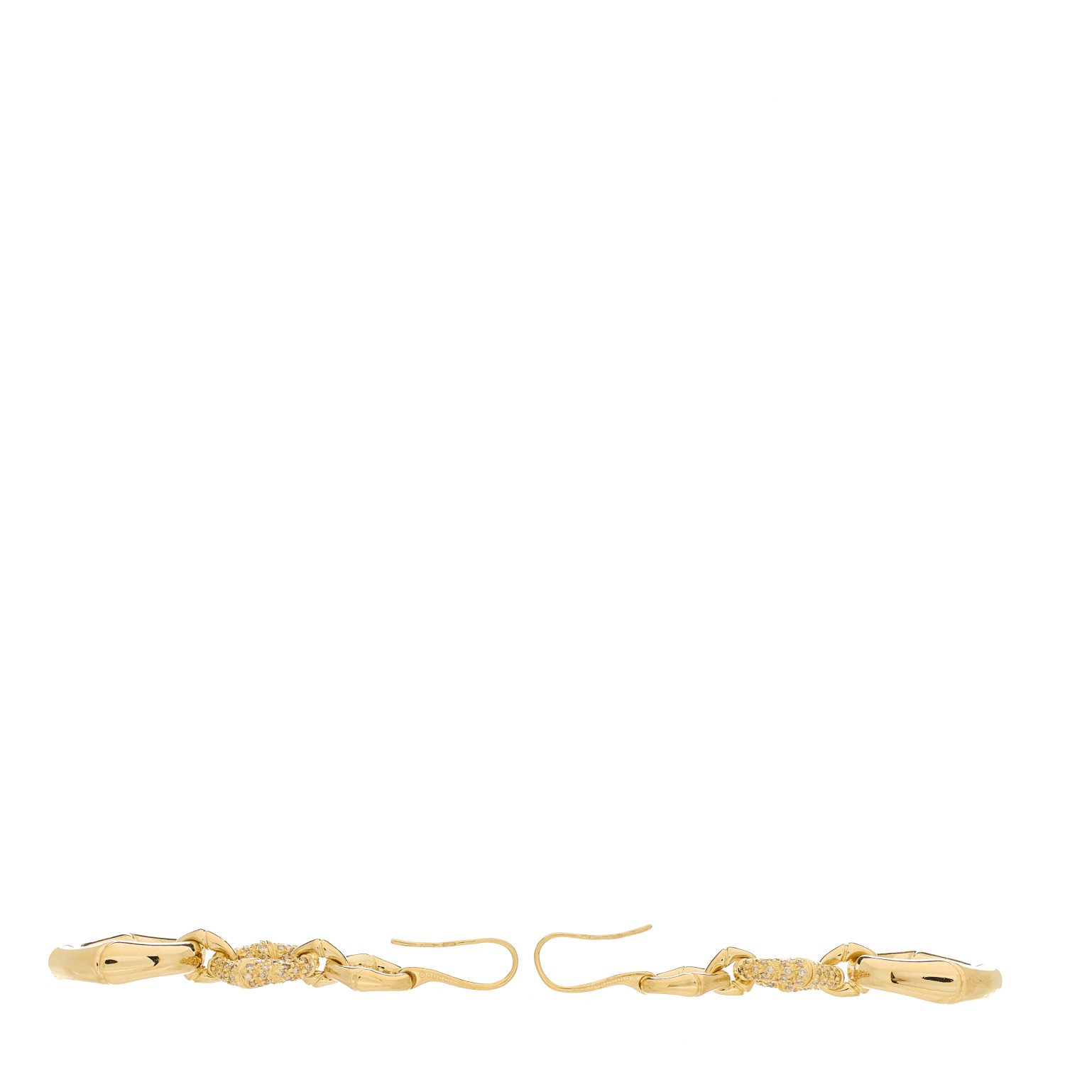 GUCCI 18K Yellow Gold Diamond Bamboo Drop Earrings 1572570