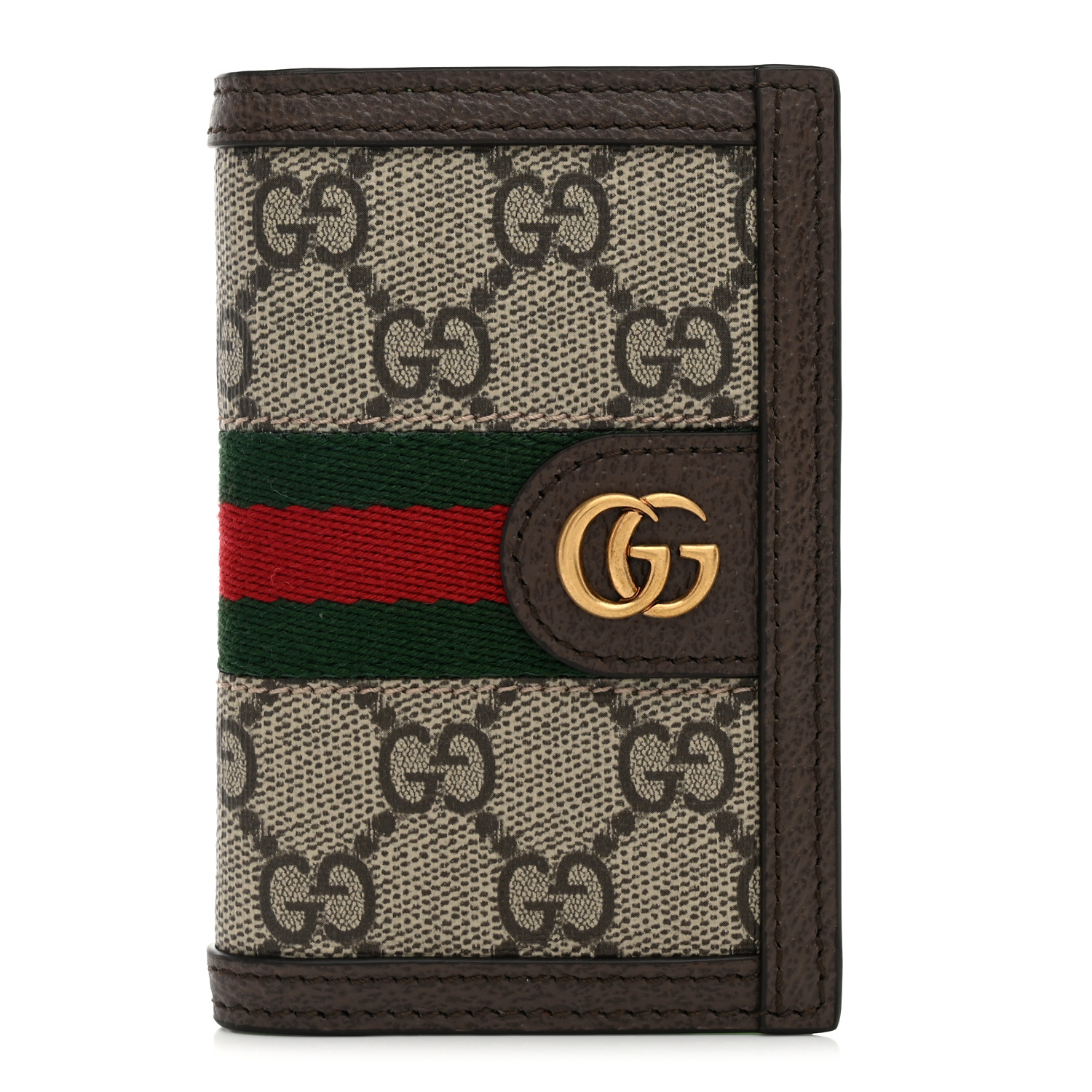 ★関税込★GUCCI★Ophidia GG Card Case Beige Ebony★ GUCCI GG Supreme Monogram Web Ophidia Card Case Beige Ebony