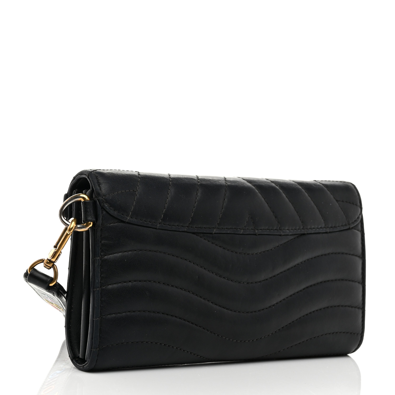 LOUIS VUITTON Calfskin New Wave Long Wallet Black 1646408