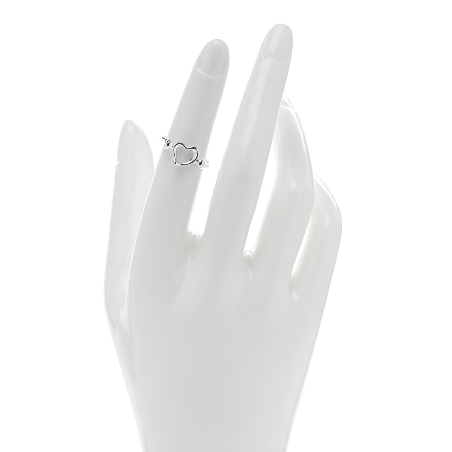 TIFFANY Sterling Silver Elsa Peretti Open Heart Ring 49 4.75