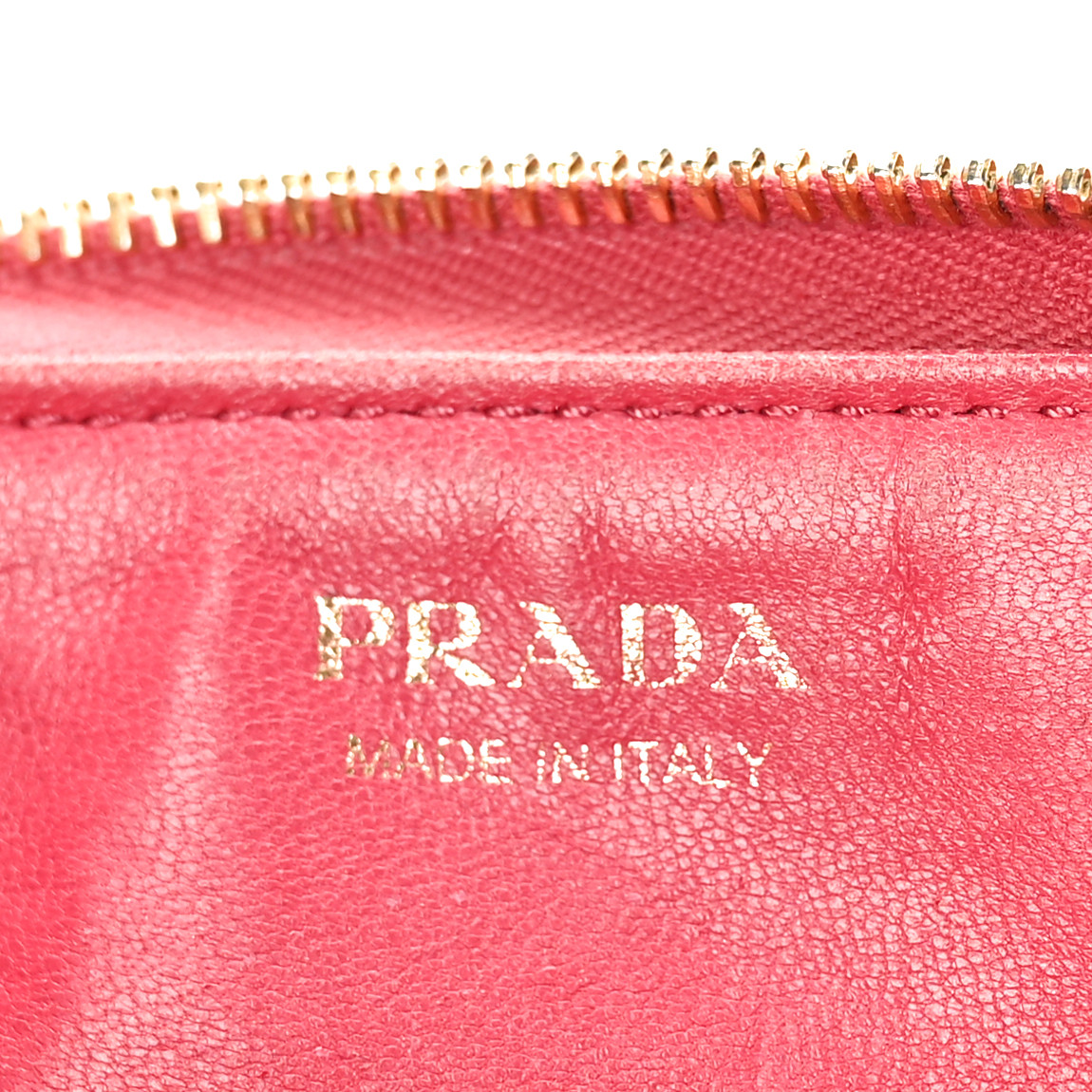 PRADA Saffiano Metal Zip Around Key Holder Peonia 1526676
