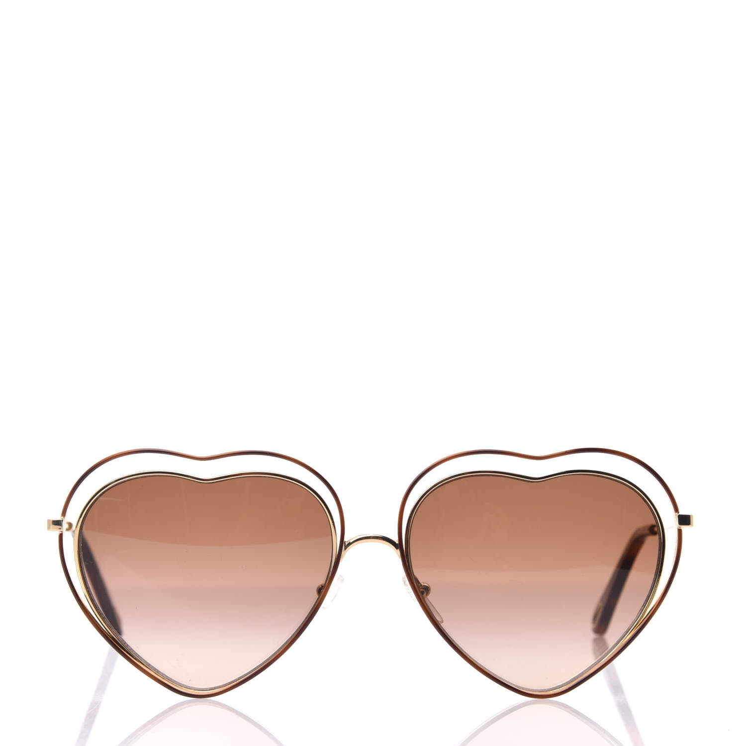 玄重♡Chloe♡ CHLOE Metal Poppy Love Heart Sunglasses CE131S Gold Brown