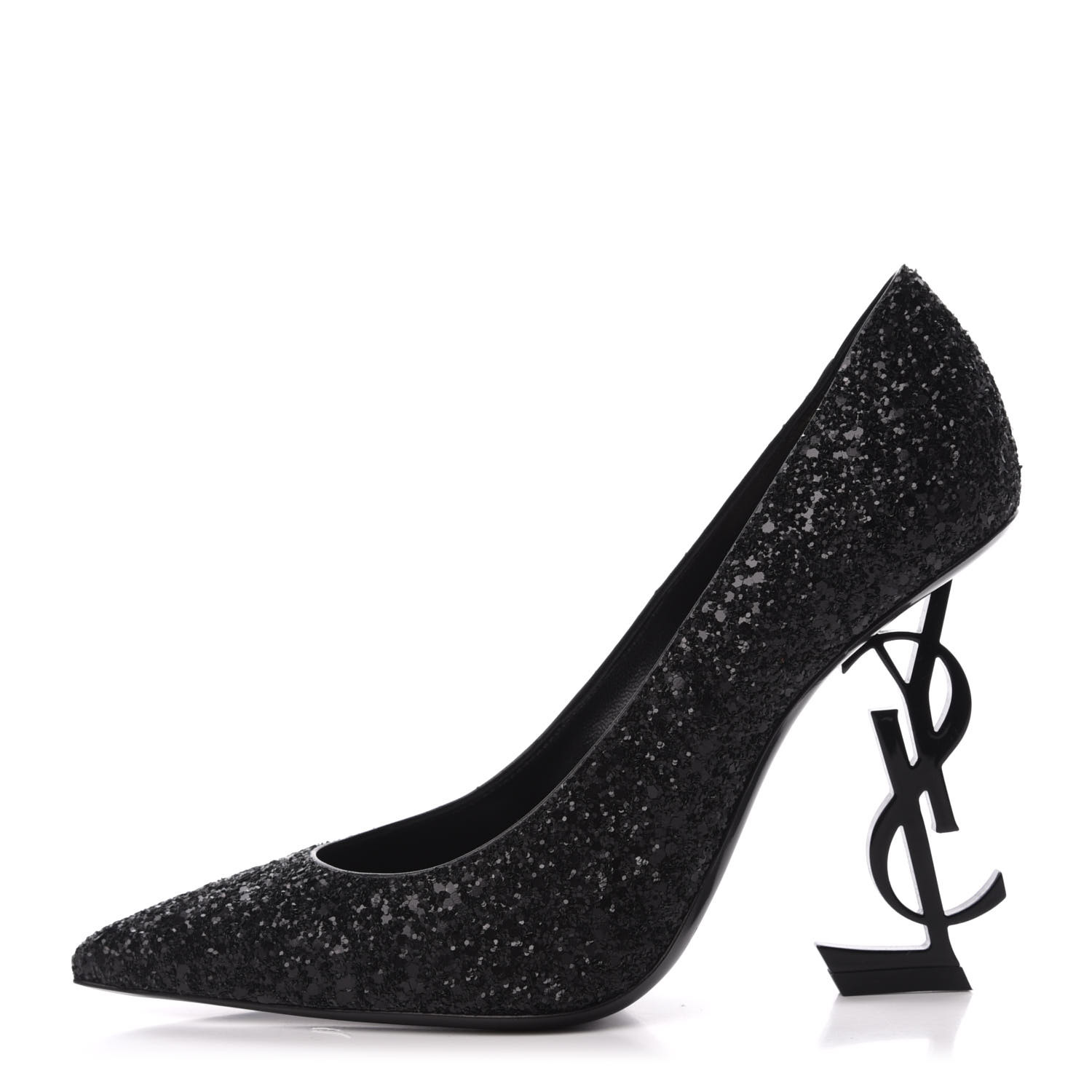 SAINT LAURENT Glitter Opyum Pumps 36 Black 704144 | FASHIONPHILE