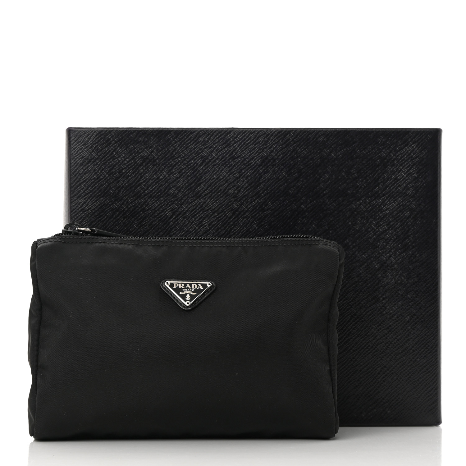 PRADA Nylon Vela Cosmetic Pouch Black 1348238 | FASHIONPHILE