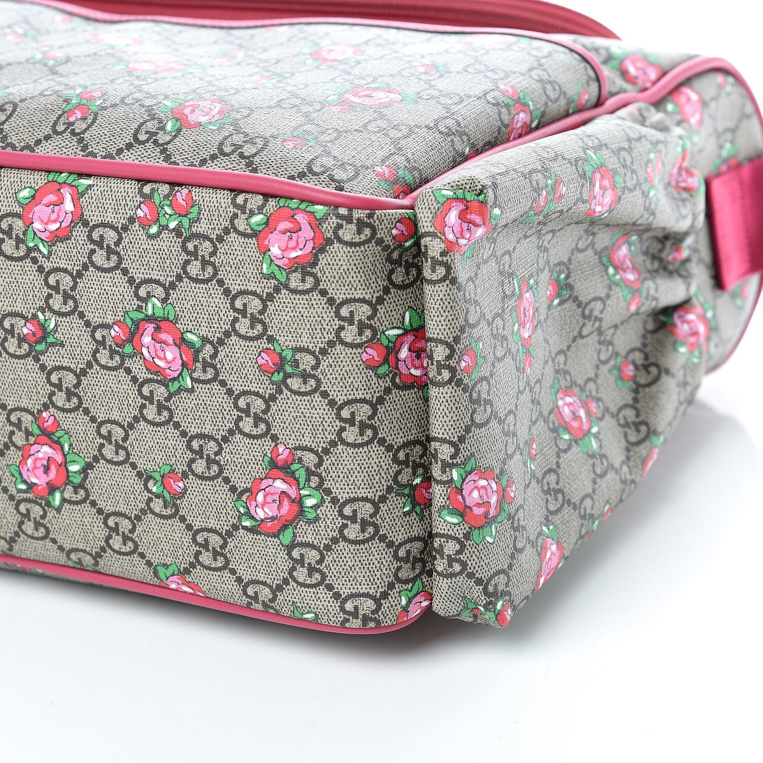 【GUCCI 】GG Supreme Canvas Mother’s Bag ROSE GUCCI GG Supreme Monogram Rose Bud Diaper Bag Pink 437074