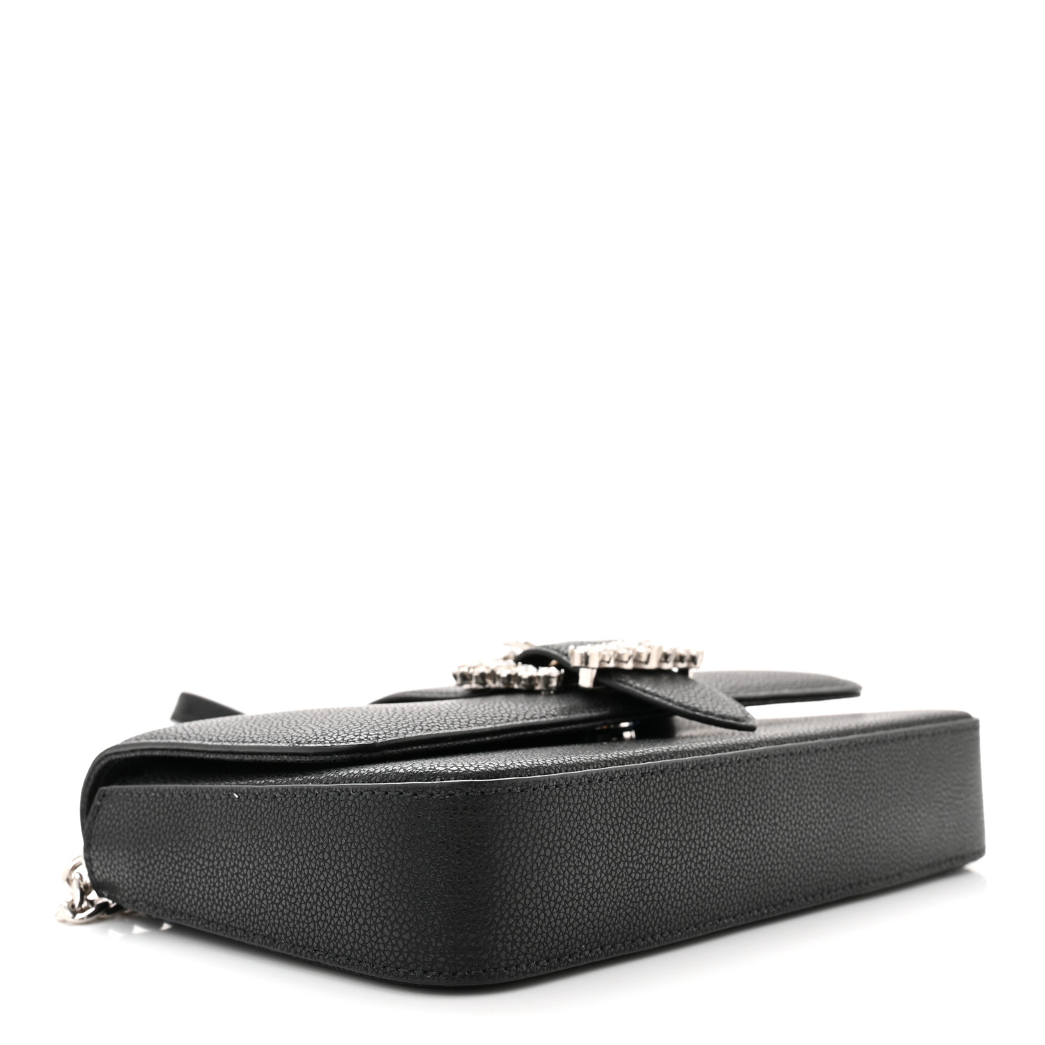 JIMMY CHOO Calfskin Crystal Cheri Wallet on Chain Bag Black