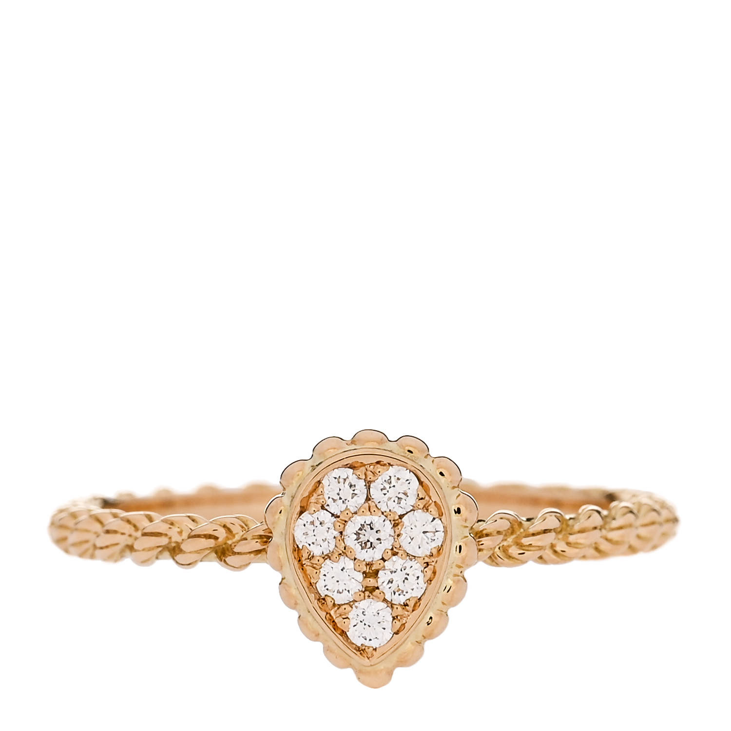 BOUCHERON 18K Yellow Gold Diamond XS Serpent Boheme Ring 59