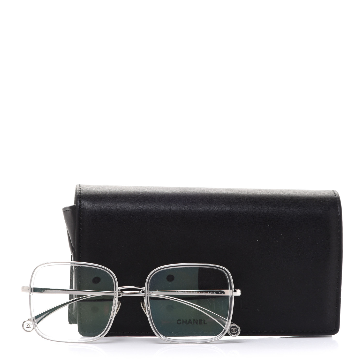 CHANEL Square Removable Pearl Chain Eyeglasses 2195 Silver