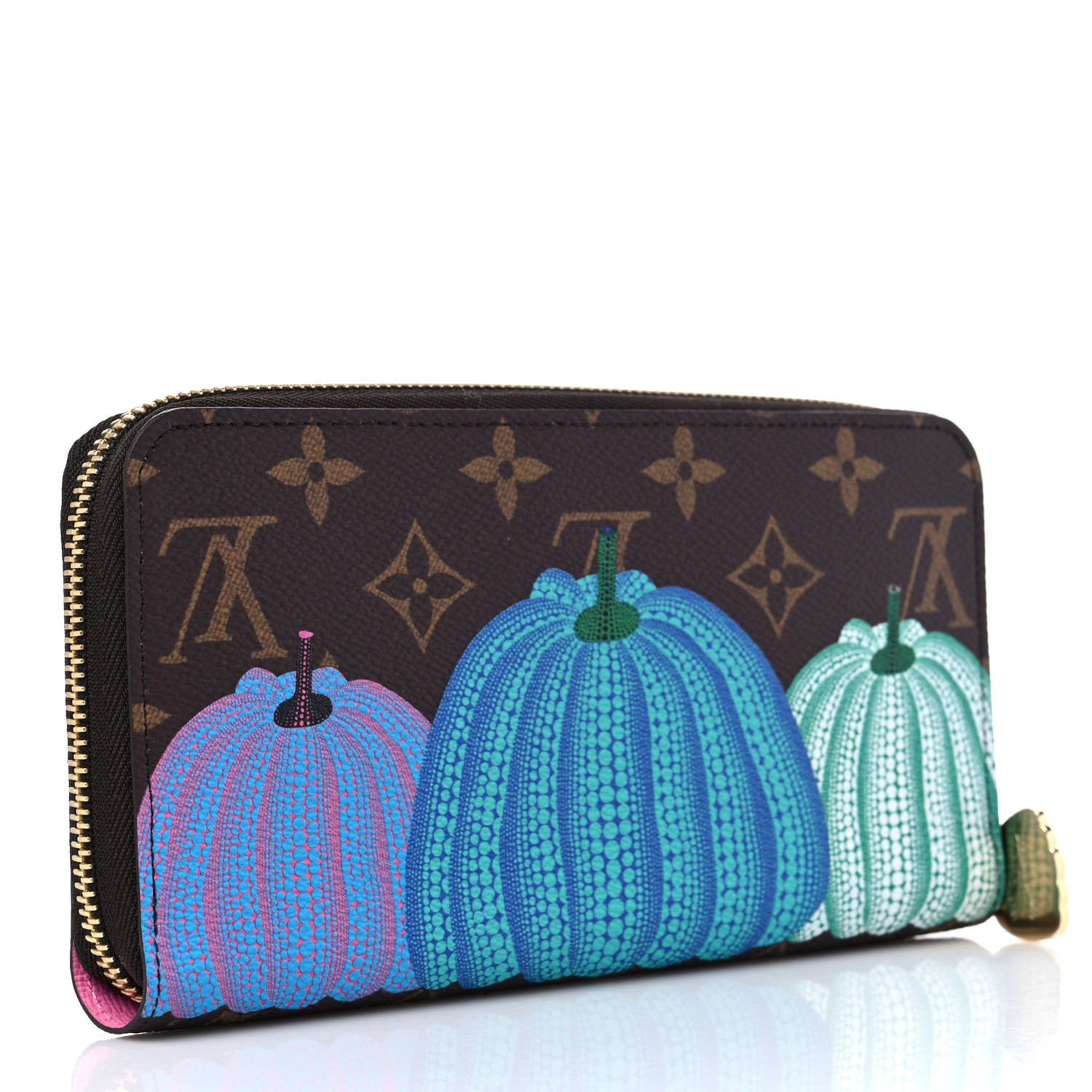 LOUIS VUITTON LV X YK Monogram Kusama Pumpkin Zippy Wallet