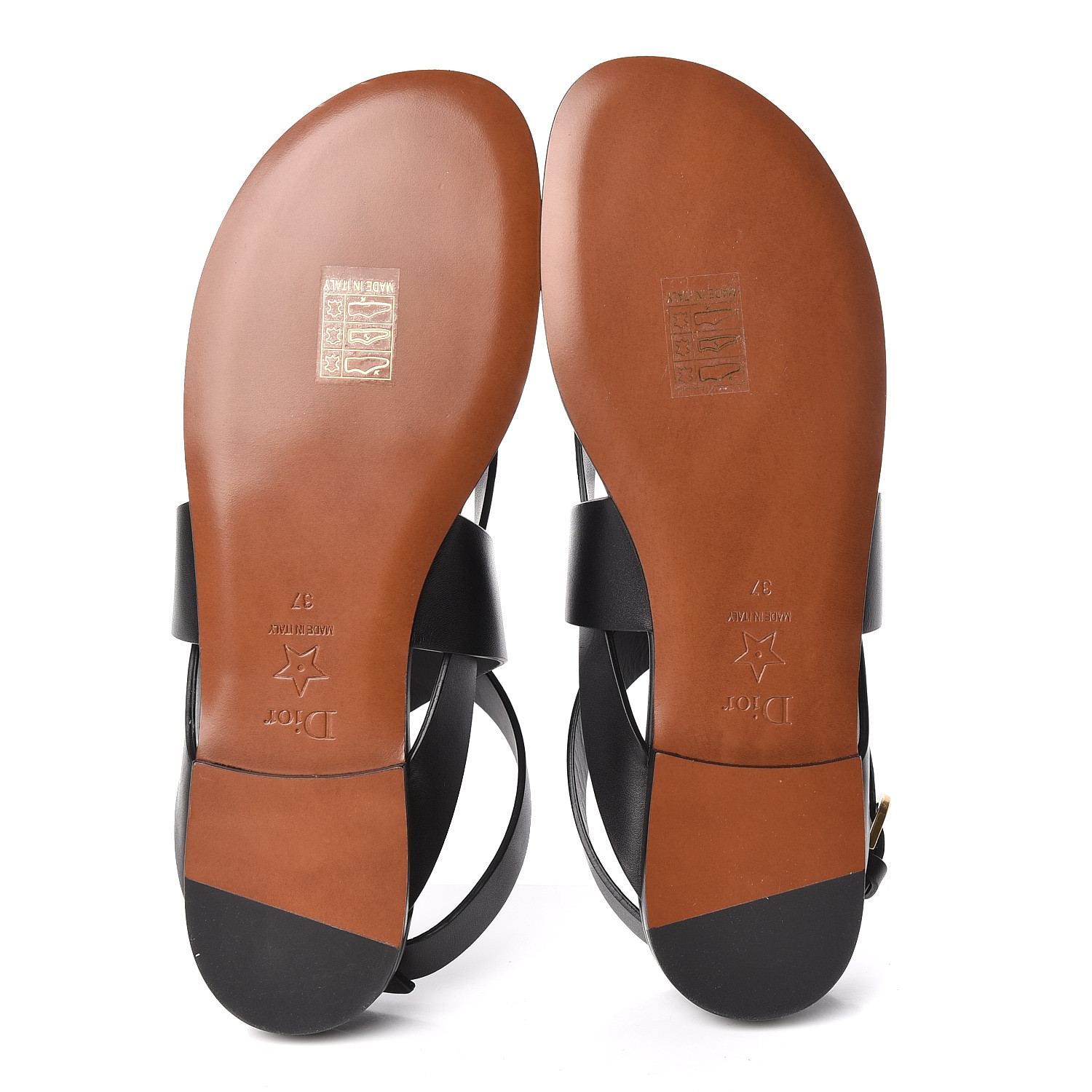 ディオール　ヒール　37 Christian Dior Women's Black Leather Trim Buckle Heel Mule