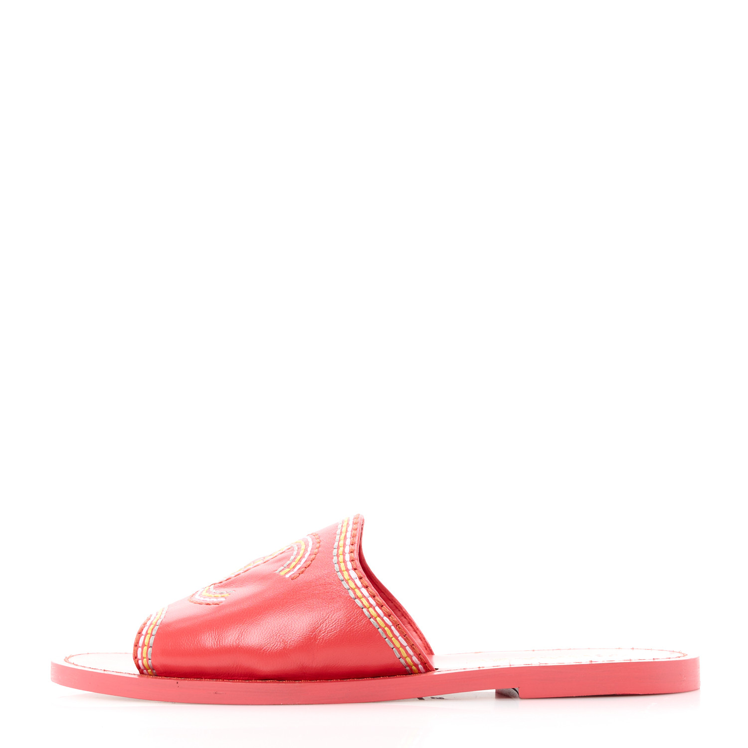 CHANEL ミュール36 CHANEL Lambskin Logo Ankle Strap Sandals 36 White 1670905
