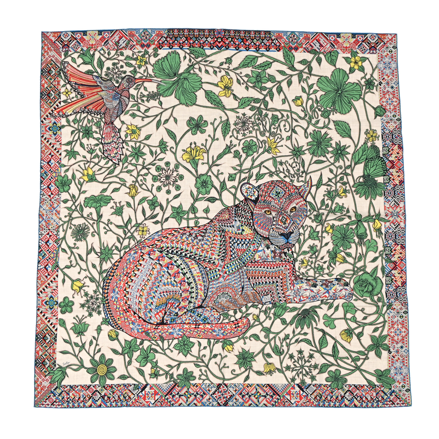 HERMES 最新作 スカーフ カシシル 140 Le Jaguar et Le Colibri Le Jaguar et Le Colibri shawl 140 | Hermès Finland