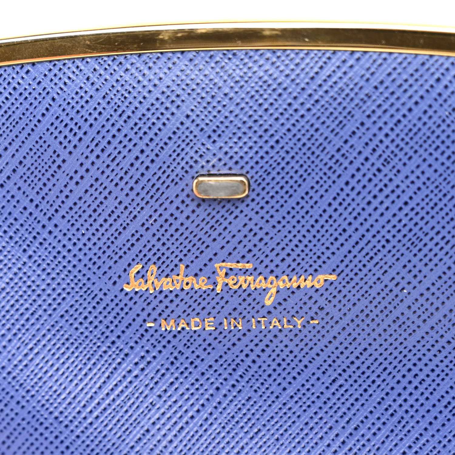 FERRAGAMO 青 レザー ヘアピン 保存袋付き SALVATORE FERRAGAMO Printed Calfskin Gancini Icona Mini Bag