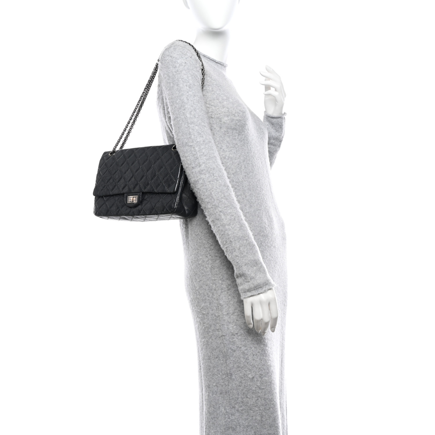 CHANEL Aged Calfskin Quilted 2.55 Reissue 226 Flap Grey