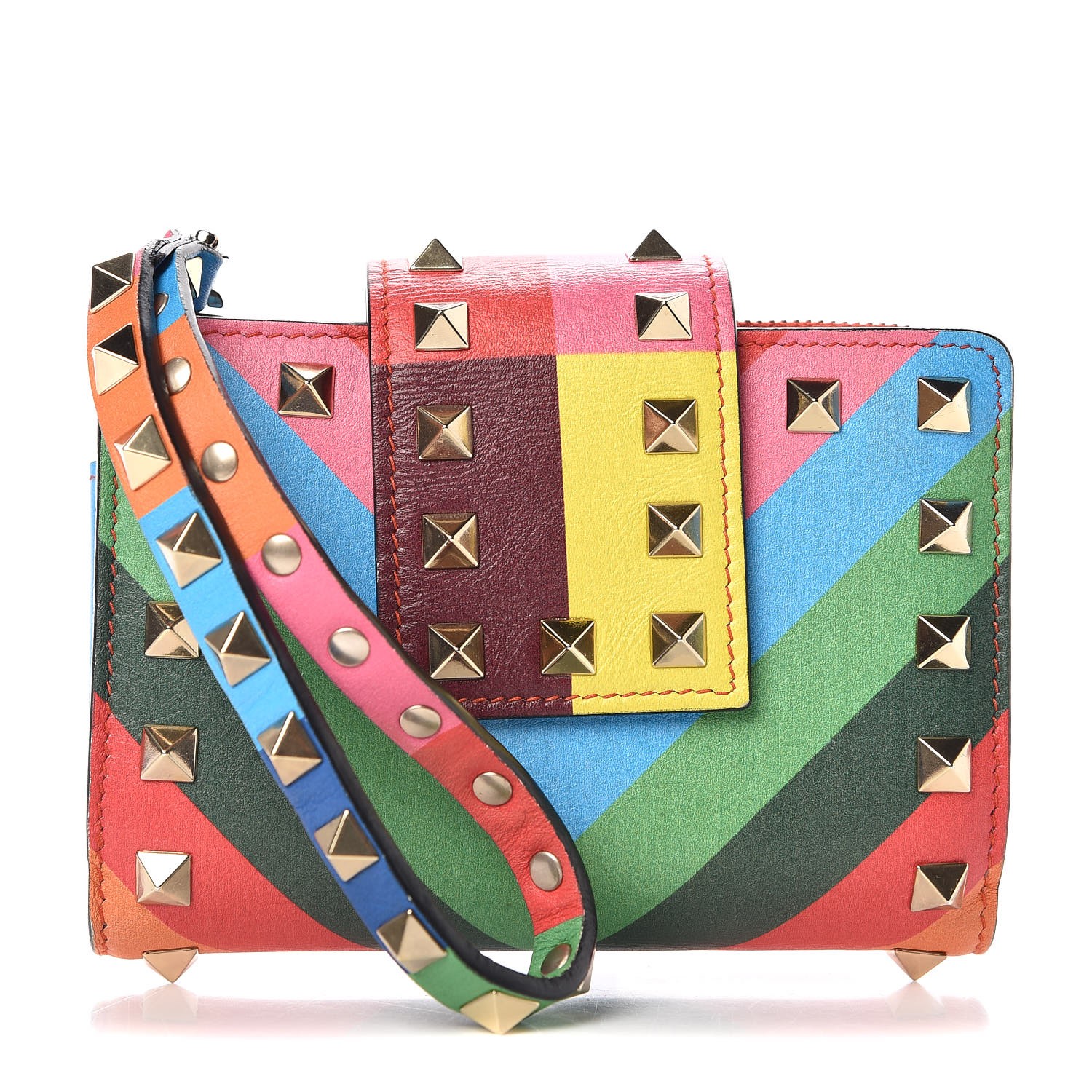VALENTINO GARAVANI Vitello 1973 Rockstud Wristlet Wallet