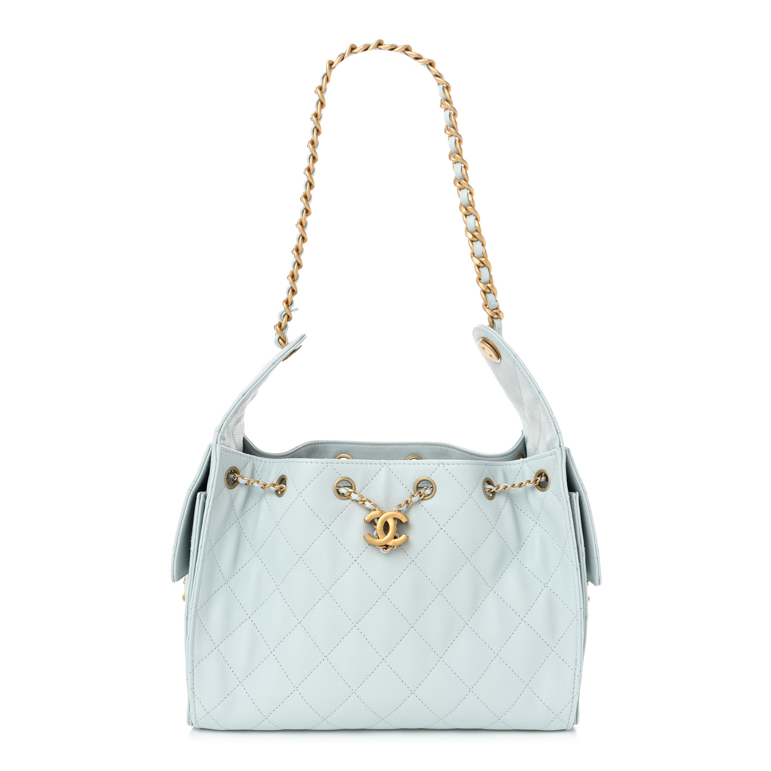 CHANEL 25 ライトブルー CHANEL Caviar Quilted Small Chanel 25 Handbag Light Blue