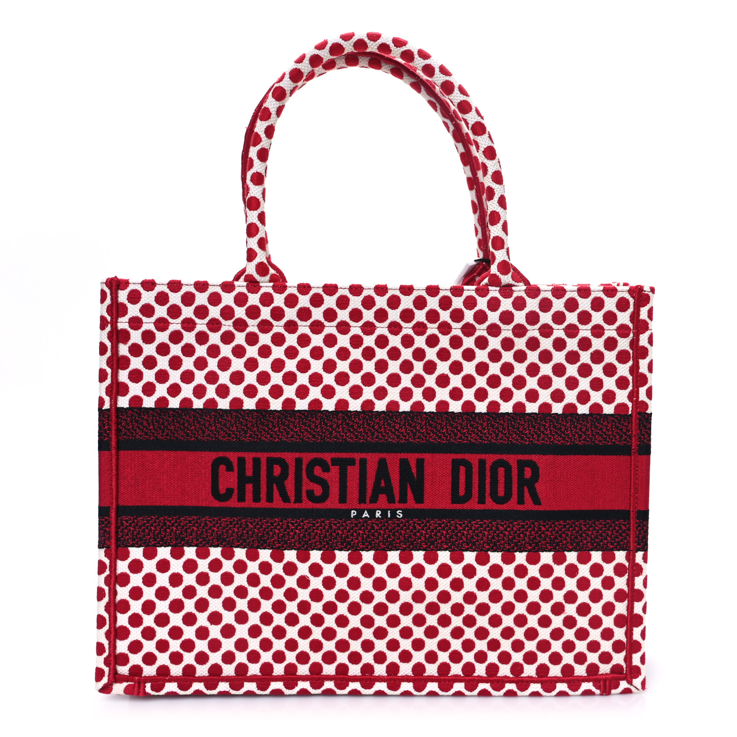 Christian Dior - ディオール/クリスチャンディオール USA 4 CHRISTIAN DIOR Canvas Medium DiorAmour Dots Book Tote Red