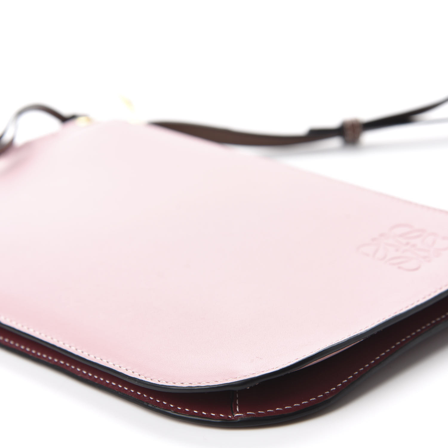 LOEWE Calfskin Gate Double Zip Pouch Crossbody Pastel Pink