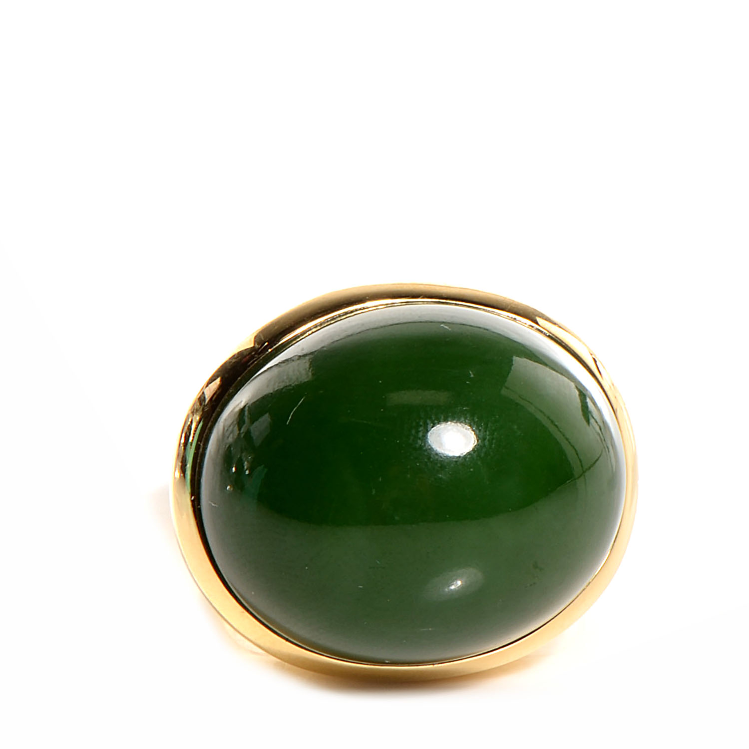 TIFFANY 18k Yellow Gold Green Jade 19mm Elsa Peretti