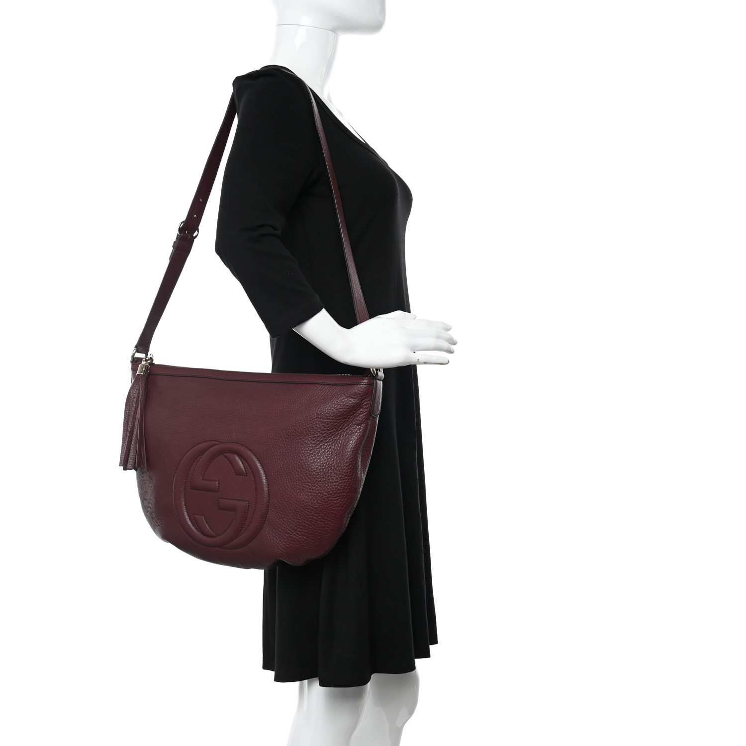 GUCCI Pebbled Calfskin Medium Soho Hobo Scarlatto 1266029