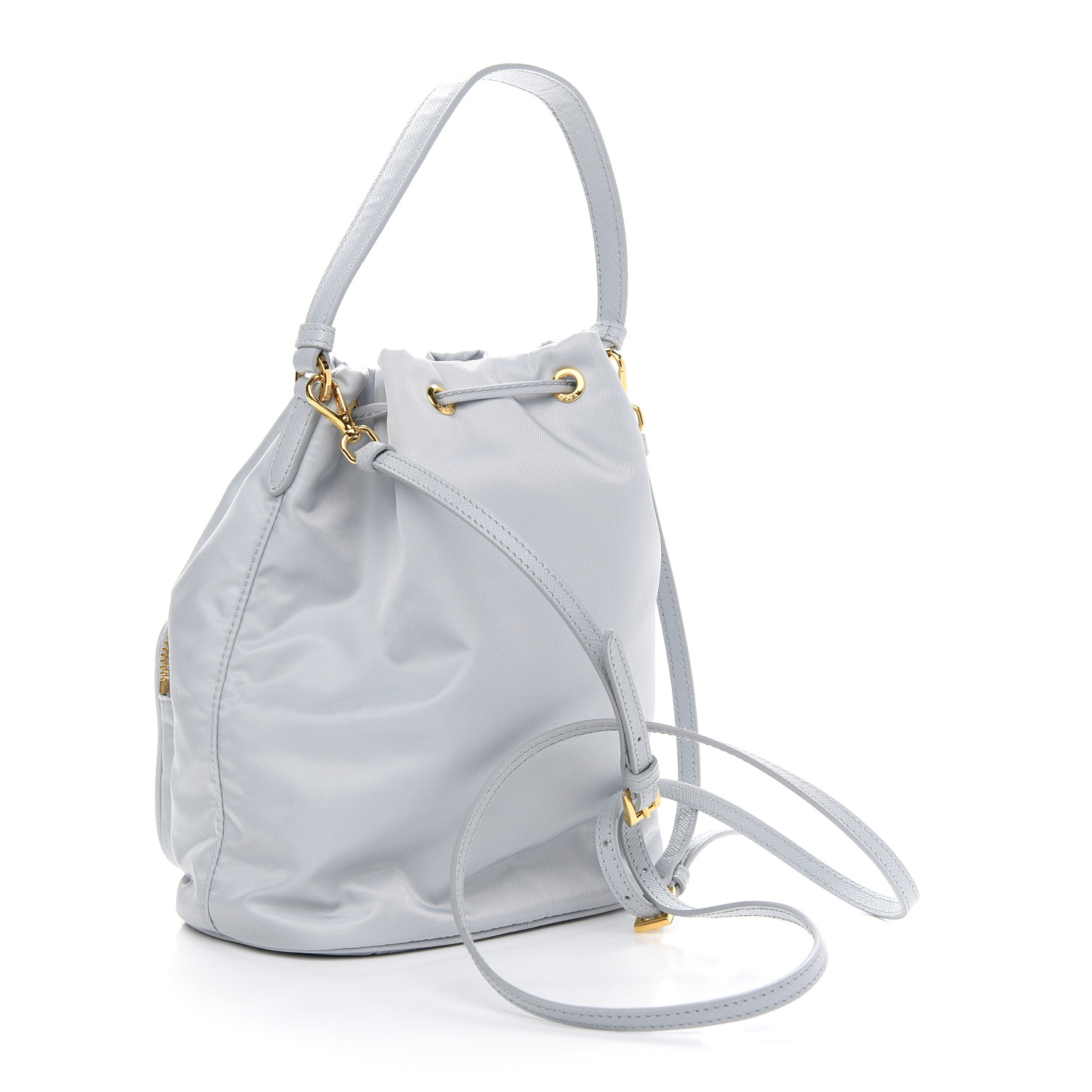 PRADA Re-Nylon Saffiano Duet Bucket Crossbody Bag Fiordaliso