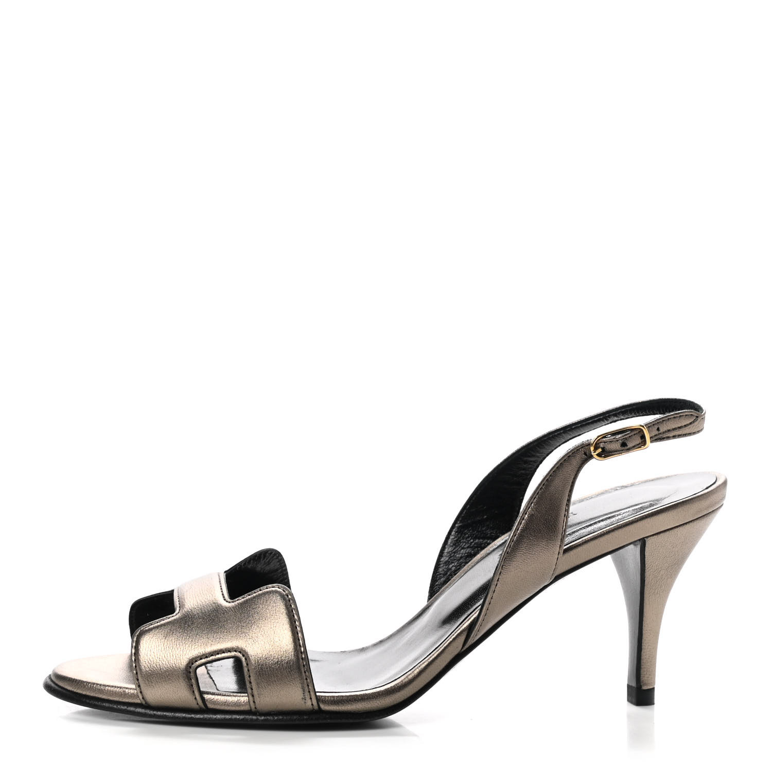 HERMES Metallic Nappa Night 70 Slingback Sandals 36 Mordore