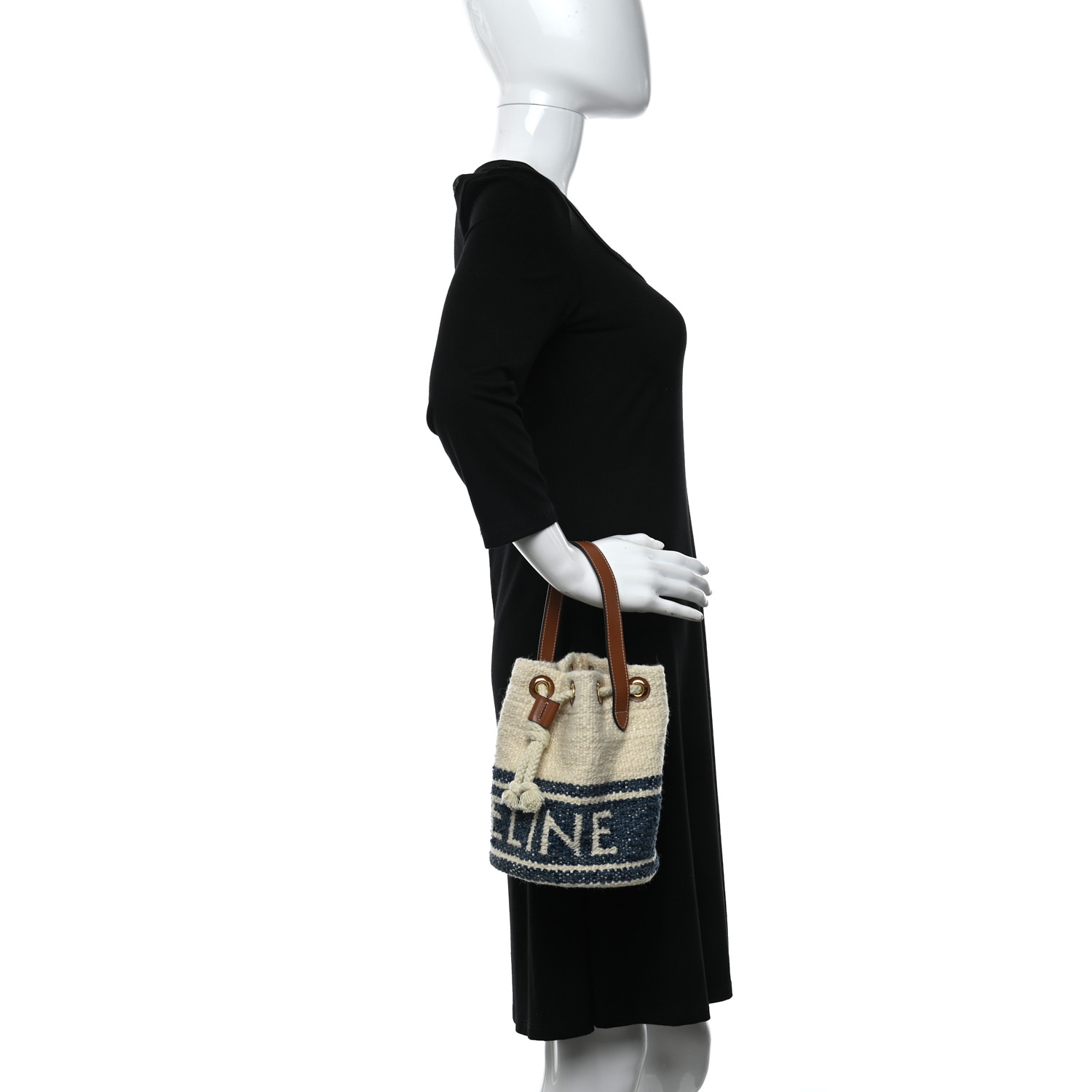 CELINE Plein Soleil Textile Calfskin Small Teen Drawstring