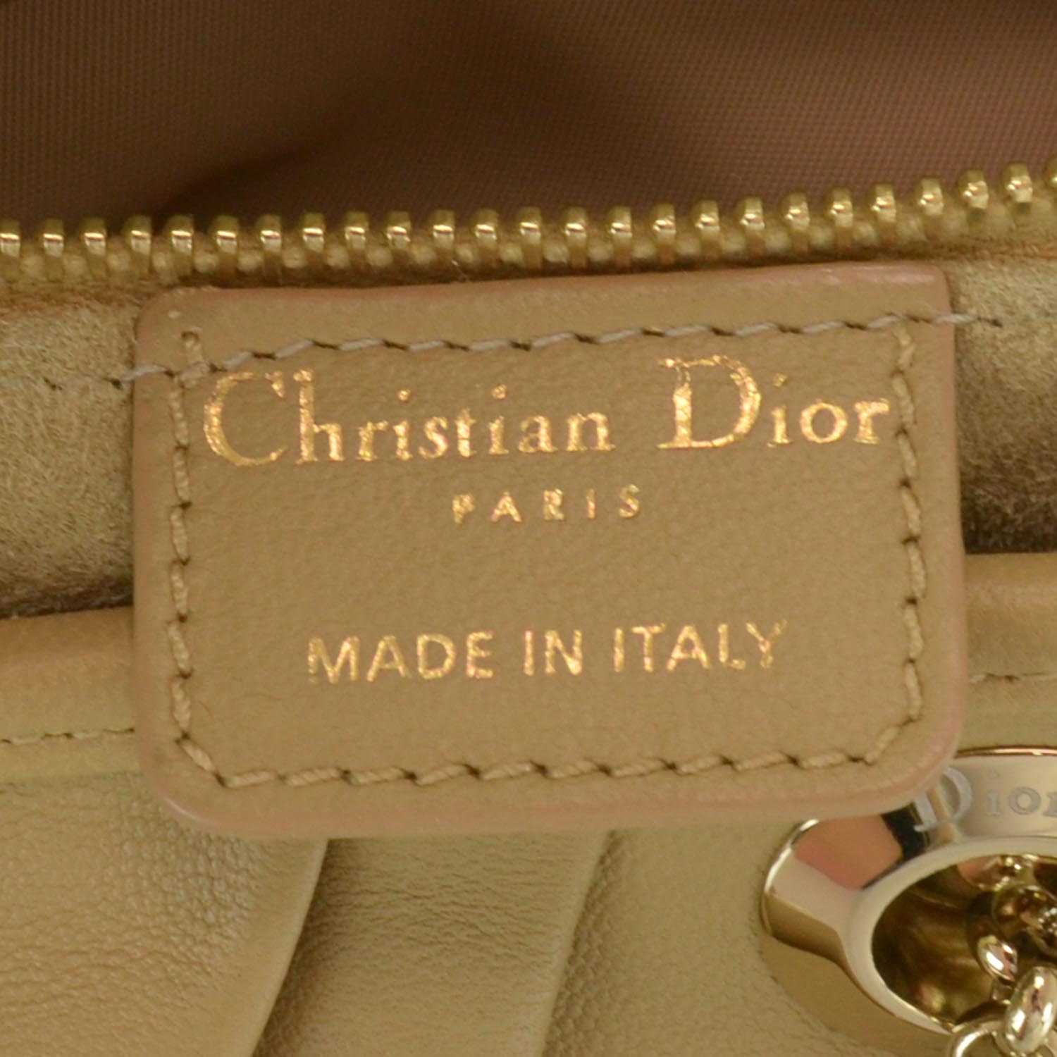 CHRISTIAN DIOR Lambskin Jazzclub Shoulder Bag Beige 36882