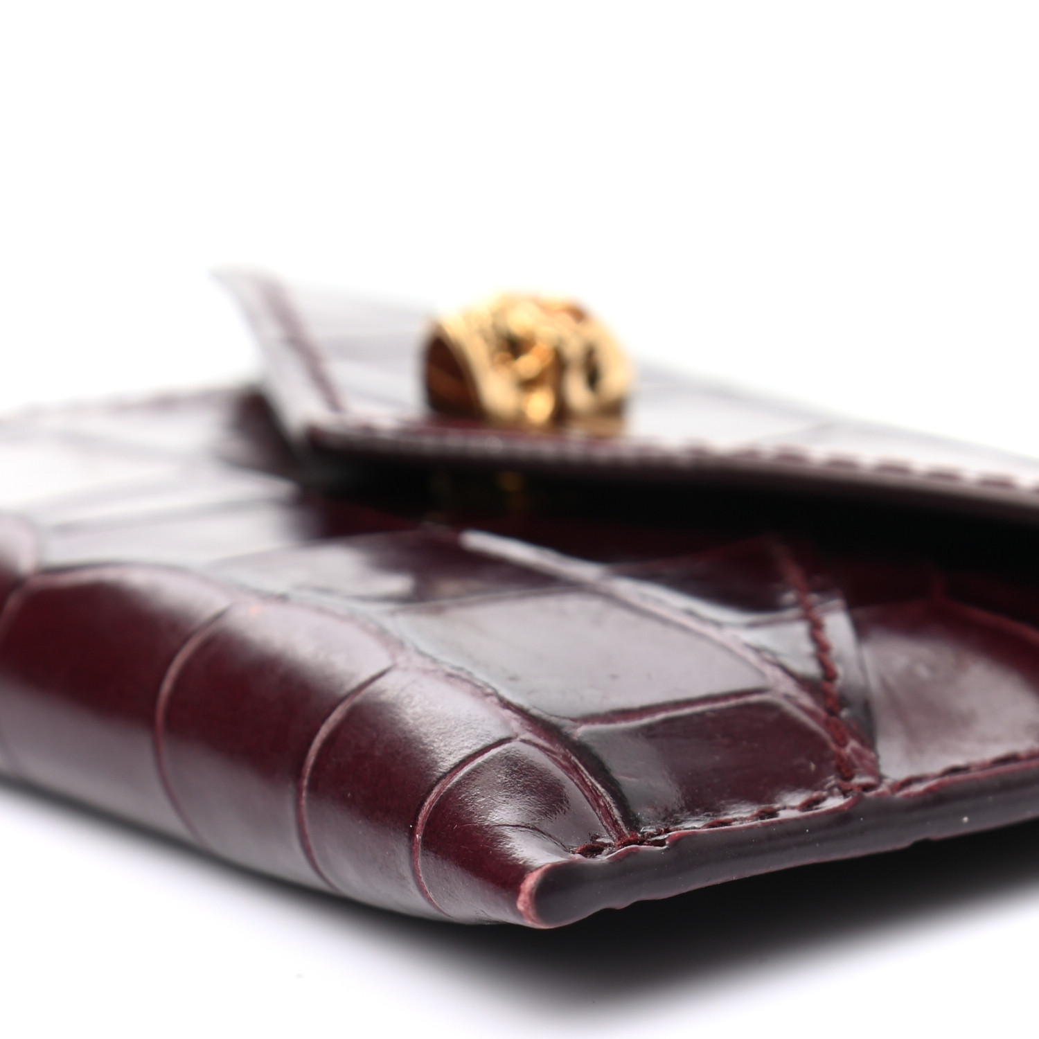 ALEXANDER MCQUEEN Calfskin Crocodile Embossed Skull Envelope