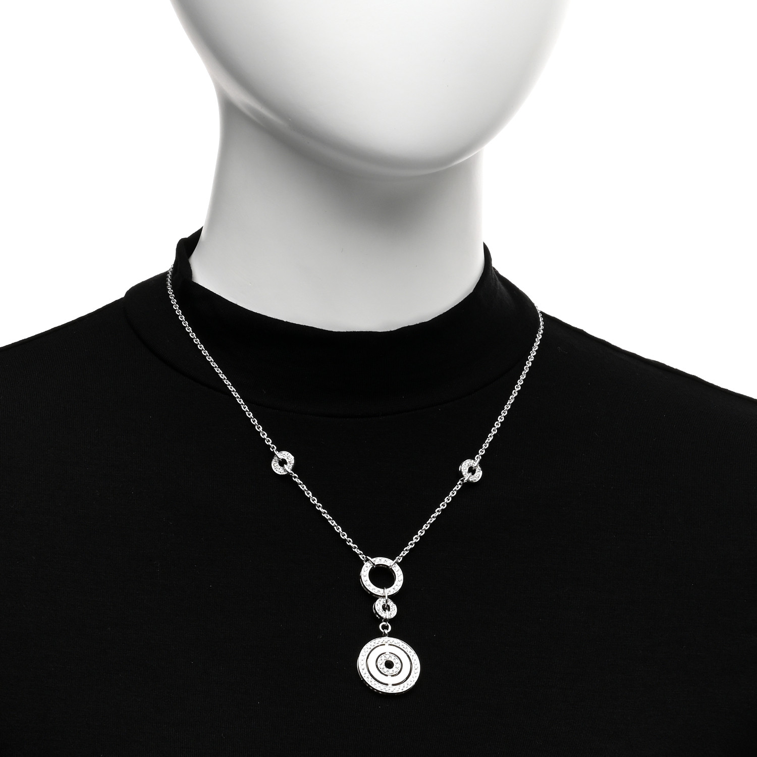 ⭐︎ちえ⭐︎ BULGARI 18K White Gold Diamond Pave Astrale Cerchi Pendant