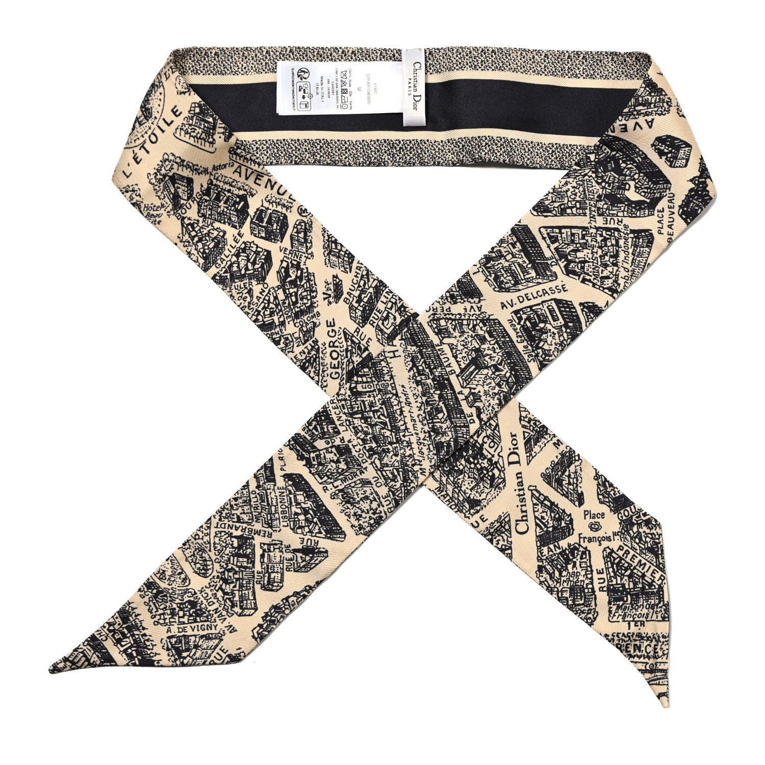 【無料郵送/関税込/正規品】 (W) Dior Plan De Paris Mitzah Sca Plan de Paris Mitzah Scarf White and Black Silk Twill | DIOR