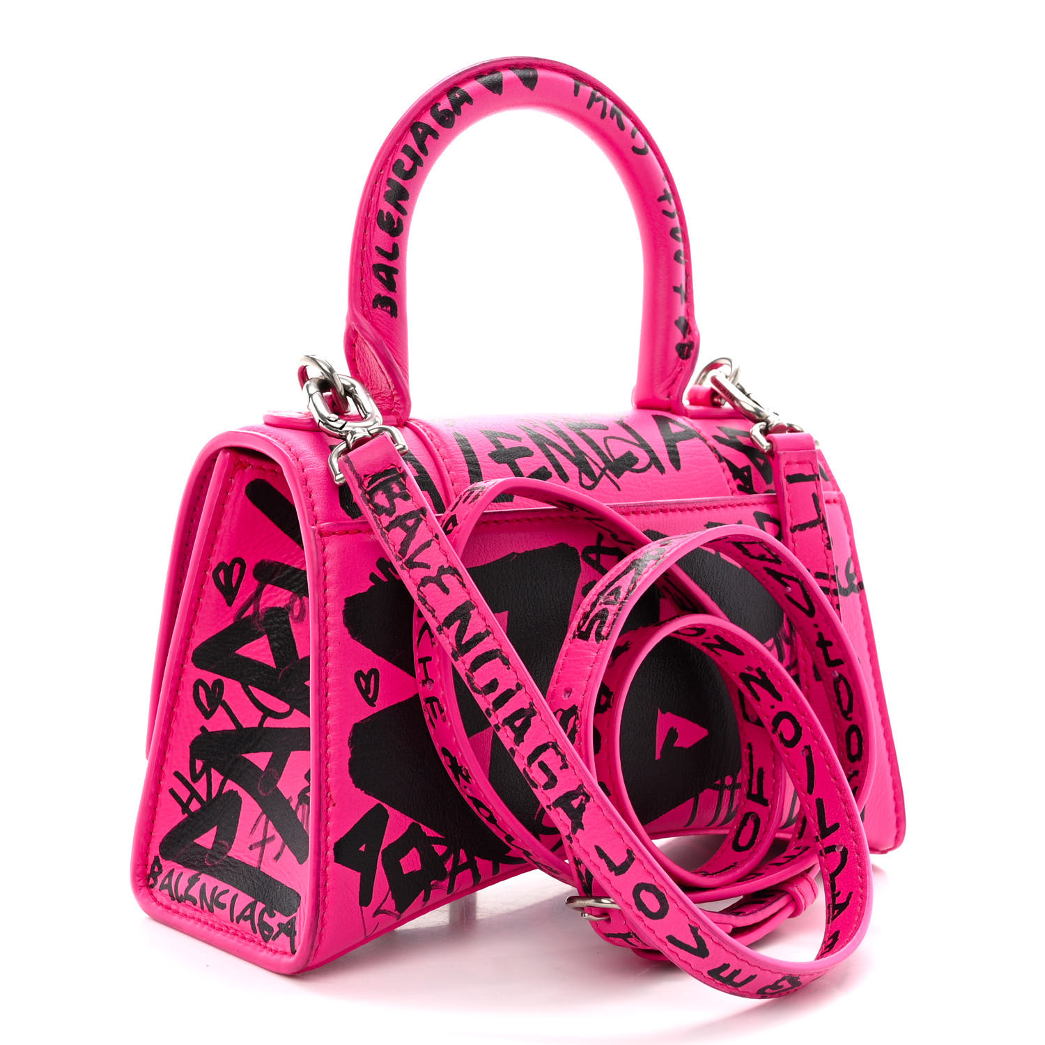 送料込 BALENCIAGA HOURGLASS SMALL HANDBAG GRAFFITI Balenciaga Hourglass Graffiti XS Black Shoulder Bag | eBay