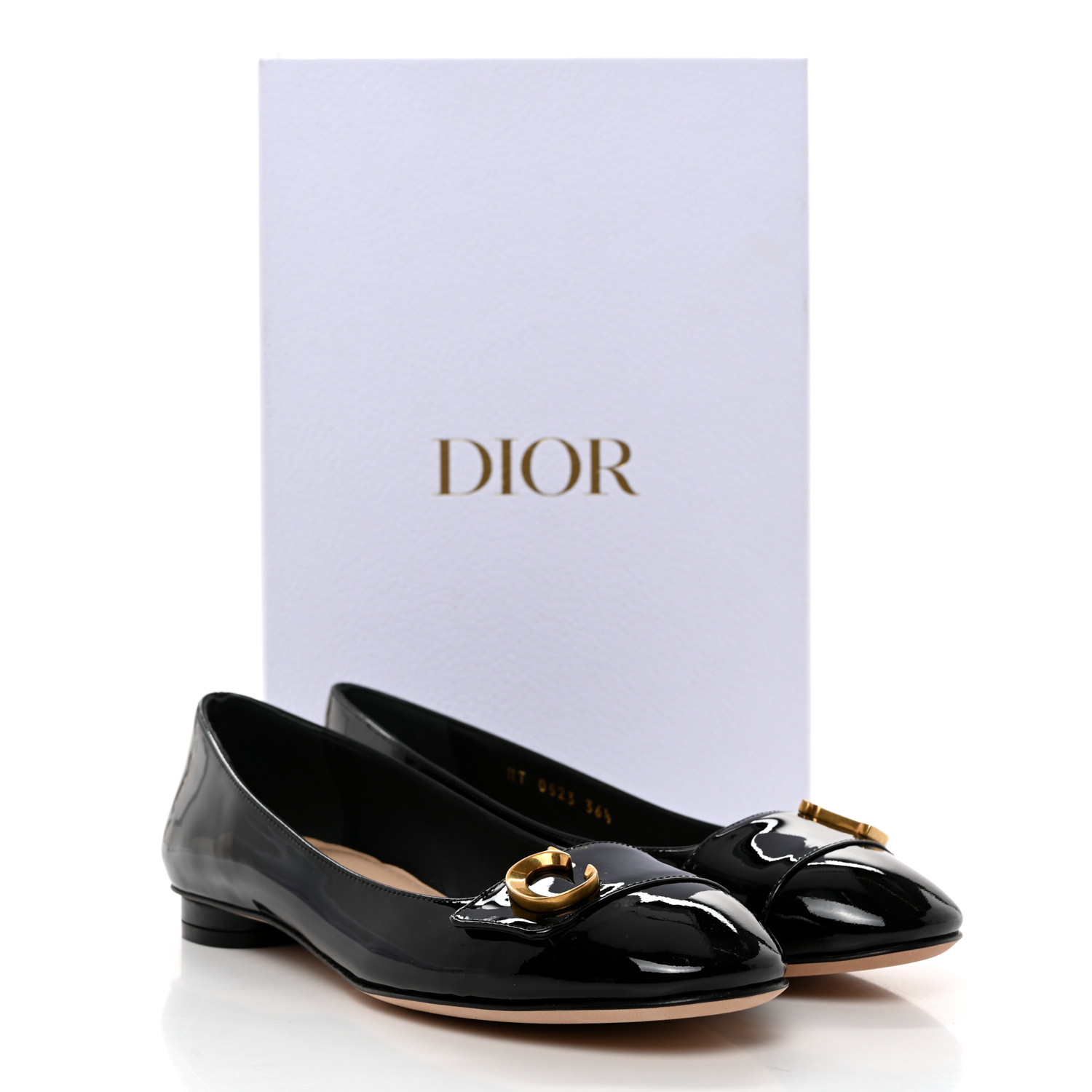 CHRISTIAN DIOR Patent Calfskin C'est Dior Ballet Flats 36.5