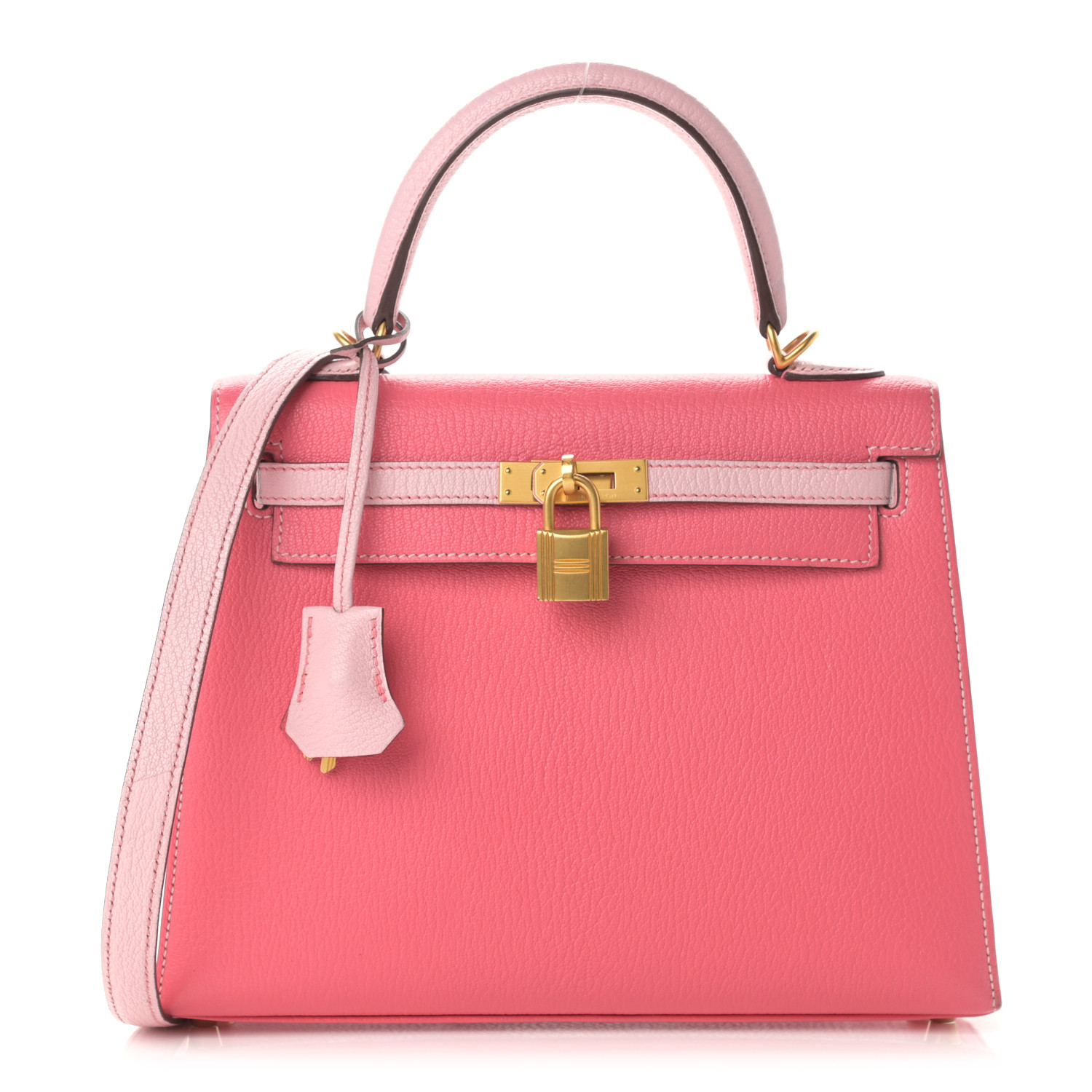 小物 HERMES HERMES Chevre Bi-Color Horseshoe Kelly Sellier 25 Rose